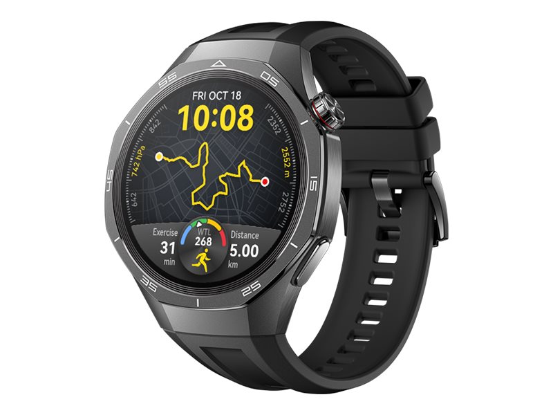 Huawei Watch GT 5 Pro - 46 mm - Titan - intelligente Uhr mit Riemen - Flouroelastomer - Handgelenkgröße: 140-210 mm - Anzeige 3.6 cm (1.43")NFC - Bluetooth - 81 g - Schwarz