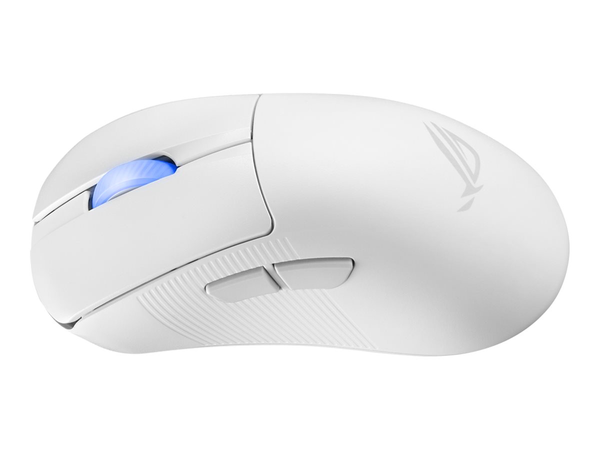 ASUS ROG Keris II Ace - Maus - ergonomischFür Rechtshänder - optisch - 7 Tasten - kabelgebunden - kabellos - USB - Bluetooth 5.1 - 2.4 GHz - USB ROG Omni drahtloser Empfänger - weiß