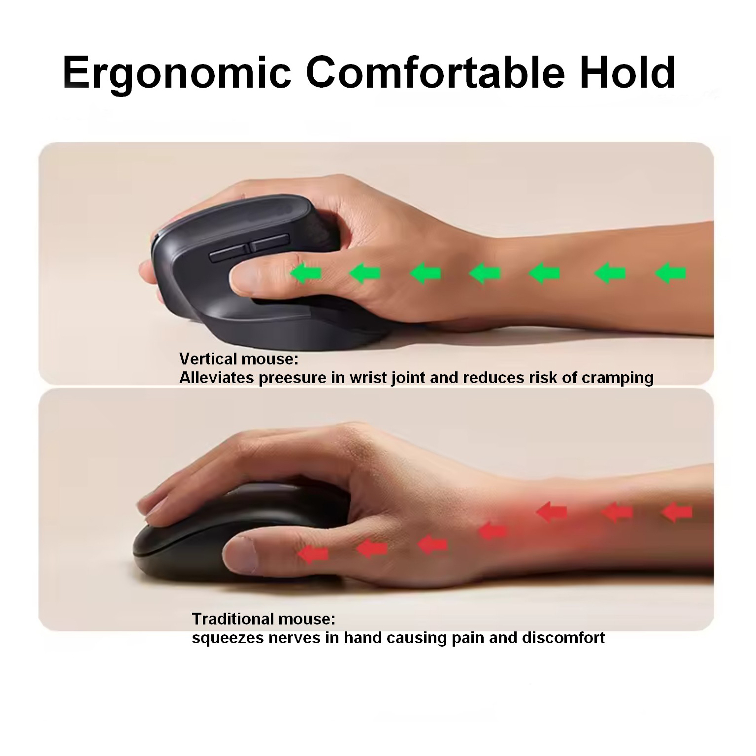 Equip Ergonomische kabellose Dual-Mode-Maus, wiederaufladbar, rechts, Vertikale Ausführung, Optisch, RF Wireless + Bluetooth, 1600 DPI, SchwarzErgonomische kabellose Dual-Mode-Maus - wiederaufladbar