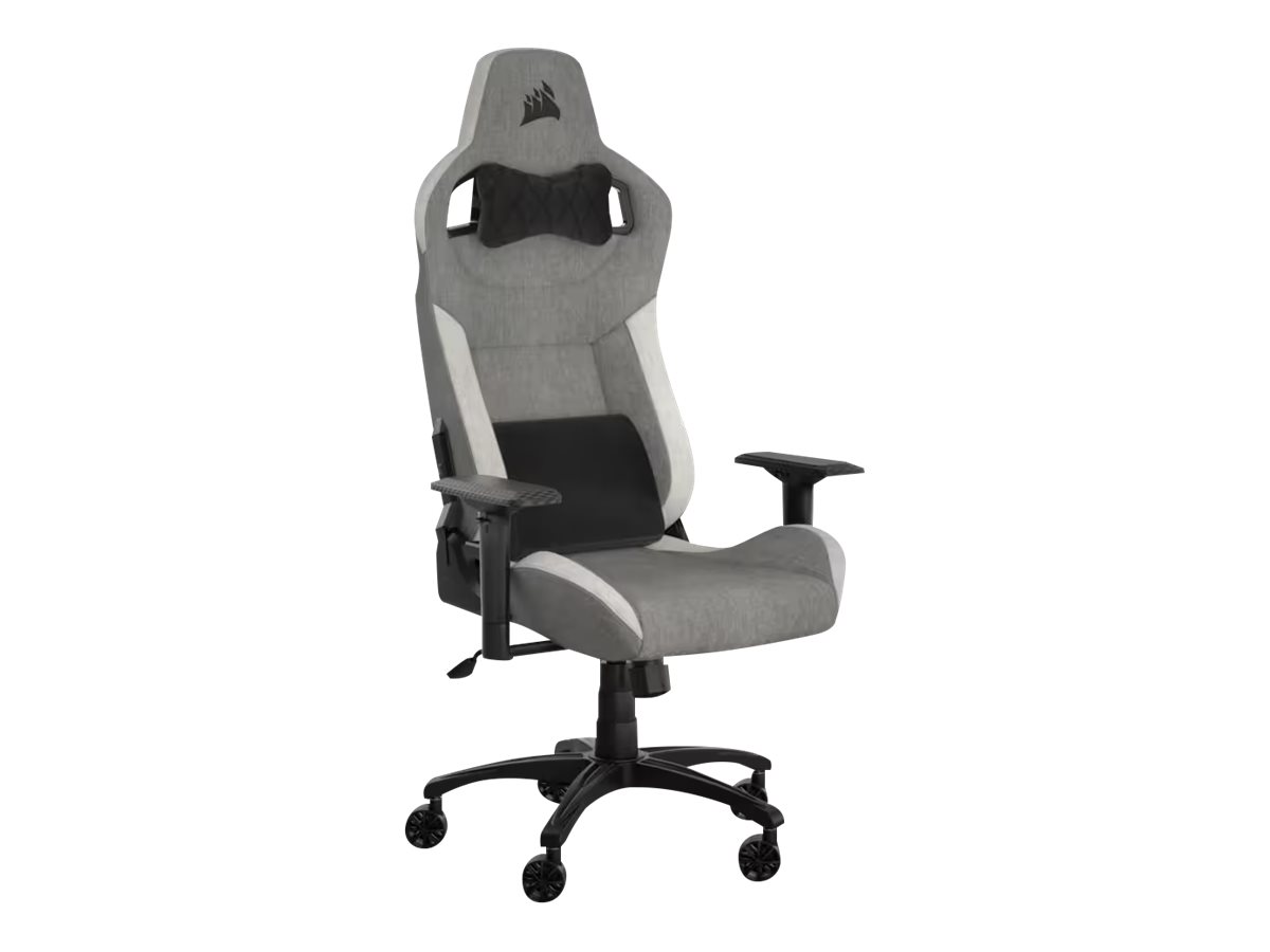 Corsair T3 RUSH - Gaming-Sessel - ArmlehnenT-förmig - Neigen - Gewebe - Grau-Weiß