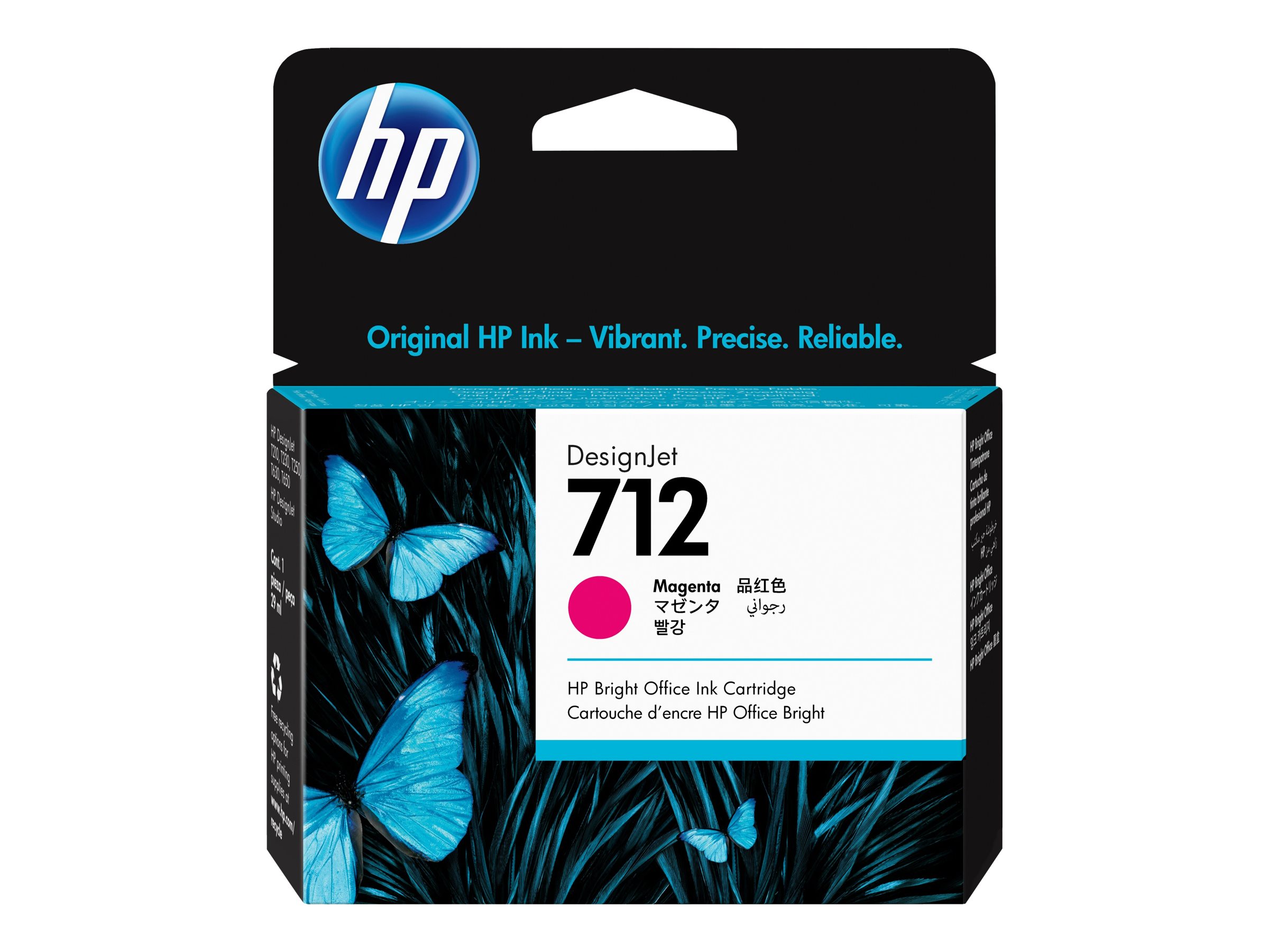 HP 712 - 29 ml - Magenta - original - DesignJetTintenpatrone - für DesignJet Studio - T210 - T230 - T250 - T630 - T650