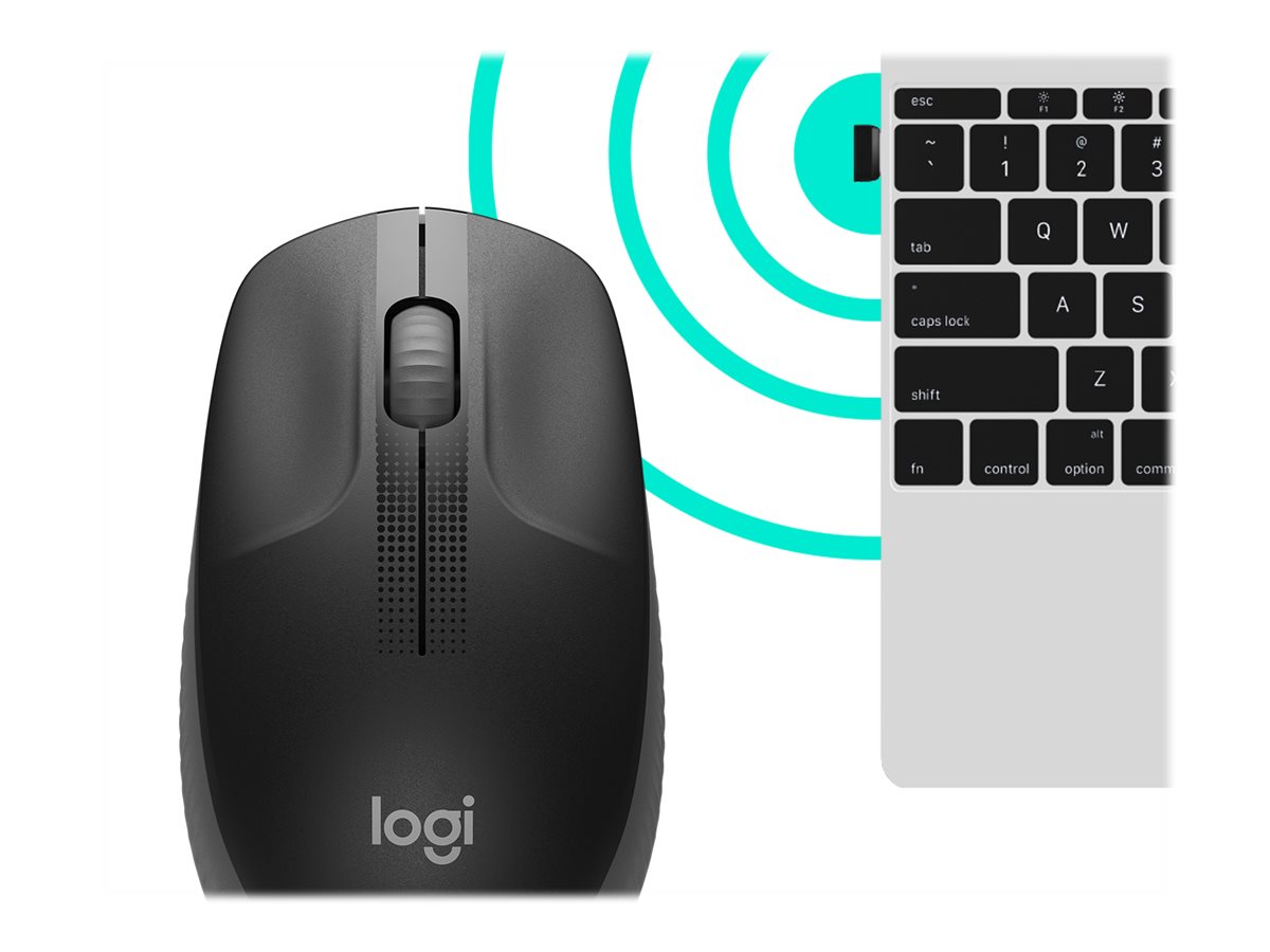 Logitech M190 - Maus - optisch - 3 Tasten - kabellos - kabelloser Empfänger (USB)holzkohlefarben