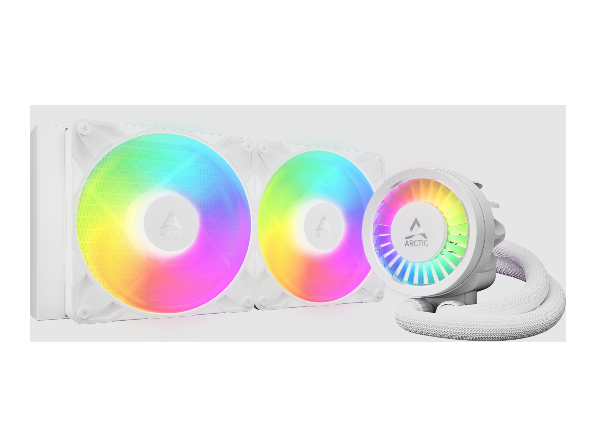 Arctic Liquid Freezer III Pro 280 A-RGB - Prozessor-Flüssigkeitskühlsystem - Kühlergröße: 280 mm - (für: AM5, AM4, LGA1700, LGA1851)Kupfersockel mit Skiving-Kühlfinnen - 140 mm - weiß