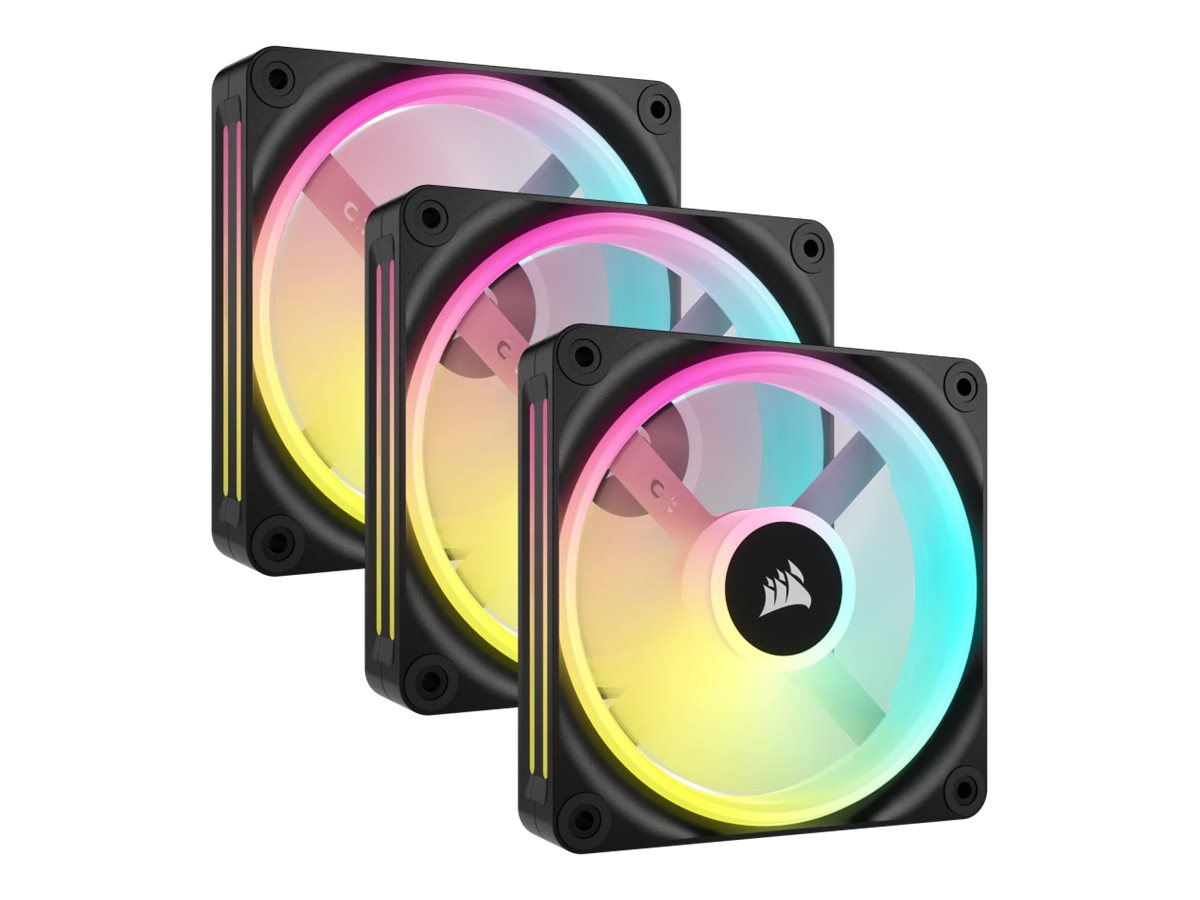 Corsair iCUE LINK QX120 RGB - Gehäuselüfter - mit Temperatursensor - 120 mm - Schwarz (Packung mit 3)480 rpm - 12 V - 63,1 cfm - Gummi/Silikon