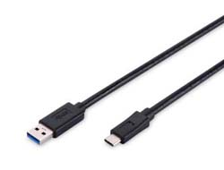 DIGITUS USB-C Anschlusskabel, USB-A - USB-CUSB 3.0 - 1 m - geformt - Schwarz