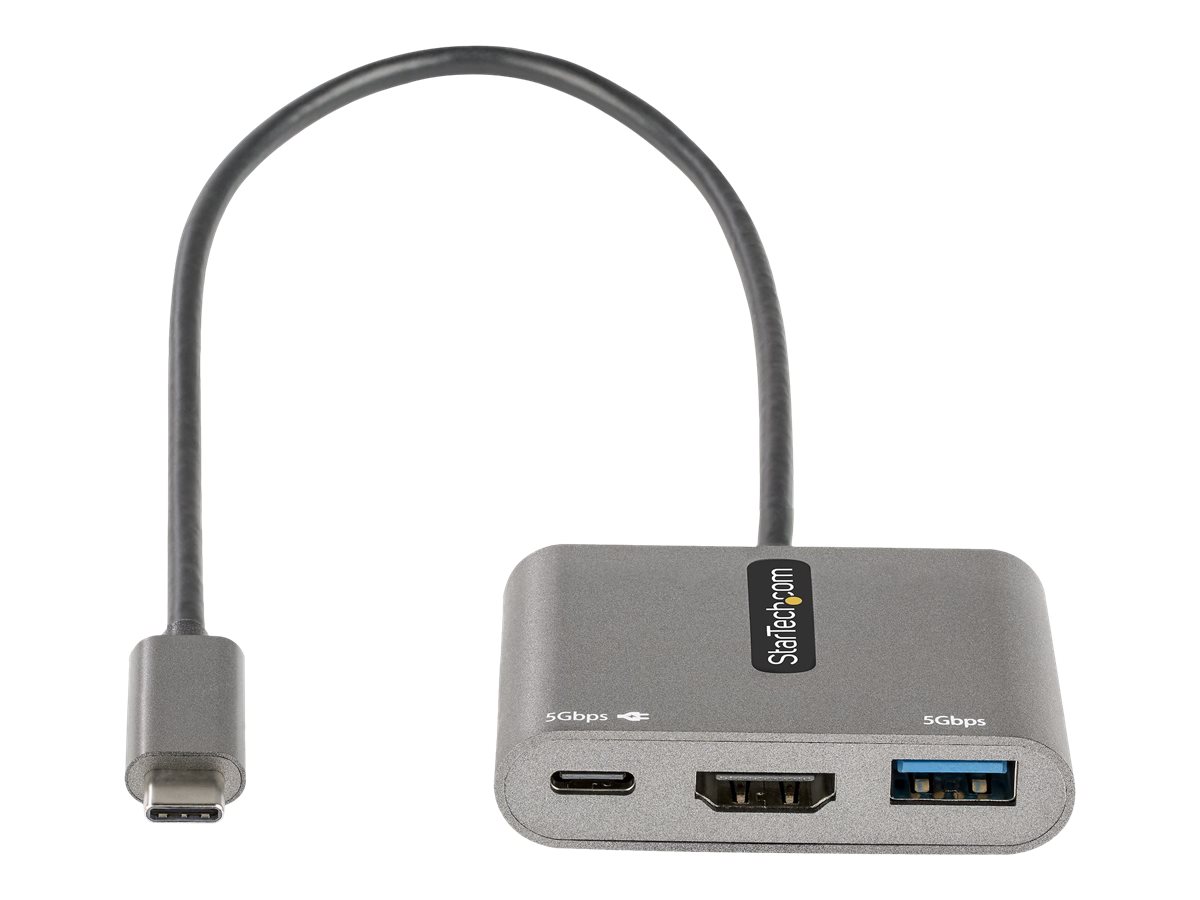 StarTech.com USB-C Multiport Adapter, USB-C auf HDMI 4K Anschluss, 100W PD, USB 3.0 Hub 5Gbit/s (1xTyp-C/ 1xA)USB-C zu HDMI Dock/Reiseadapter mit Stromversorgung - Laptop Dockingstation (CDP2HDUACP2)