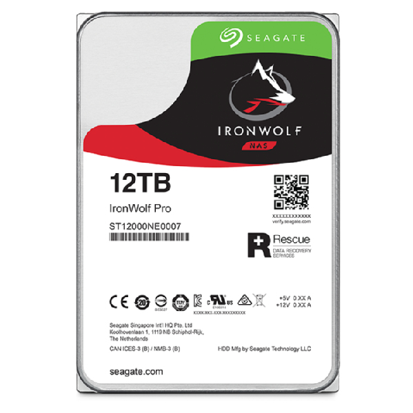 Seagate IronWolf Pro ST12000NT001 - Festplatte - 12 TB - intern - 3.5" (8.9 cm)SATA 6Gb/s - 7200 rpm - Puffer: 256 MB - mit 3 Jahre Seagate Rescue Datenwiederherstellung