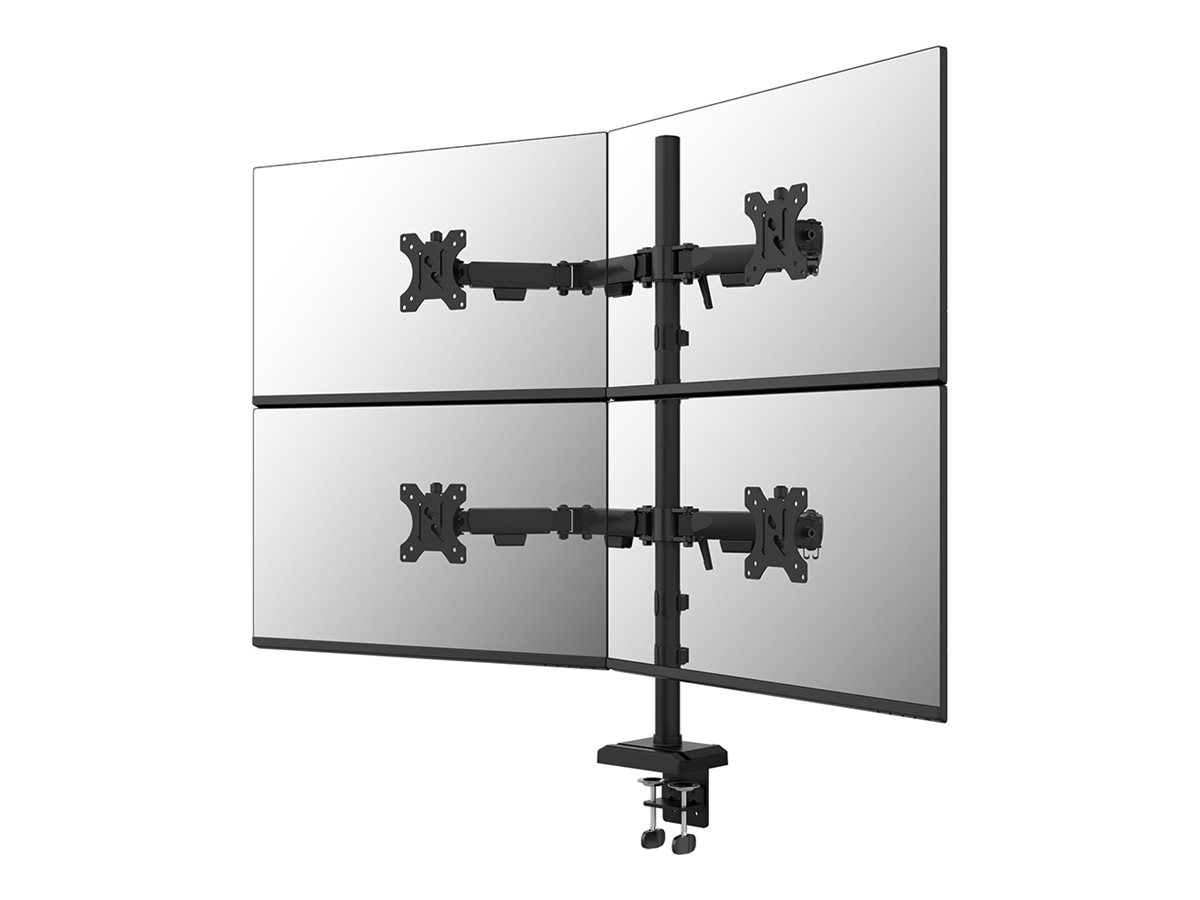 Neomounts Befestigungskit (Monitorarm, Kabeldurchführungsklemme) - Voll beweglich - für 4 Monitore - Stahl - Schwarz - Bildschirmgröße: 25.4-81.3 cm (10"-32")Tischmontage