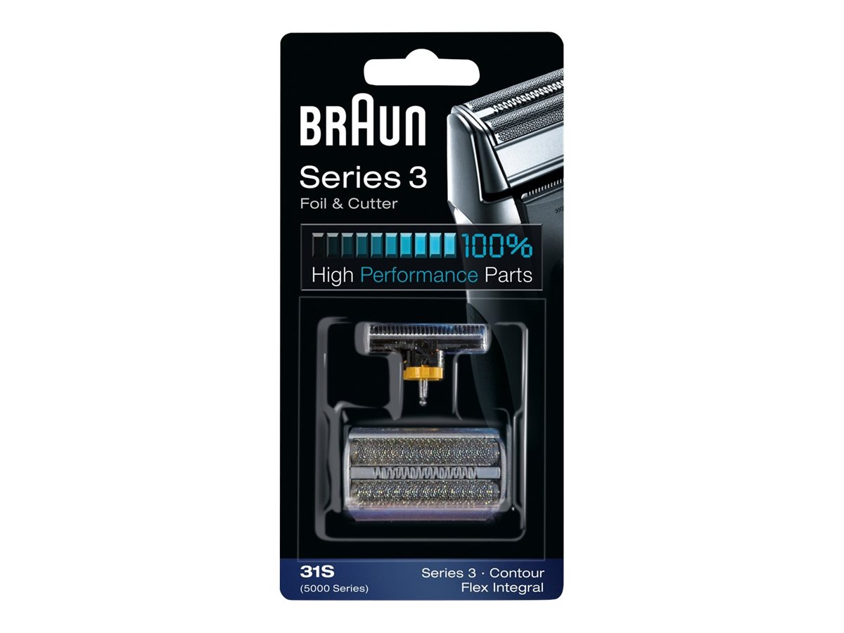 Braun Series 3 31S, Scherkopf, 1 Kopf/Köpfe, Schwarz, Kunststoff, Metall, Braun, geschikt voor de scheerapparaten 390cc, 370, 5895, 5875Rasierer Series 390cc - 370 - 5895 - 5875
