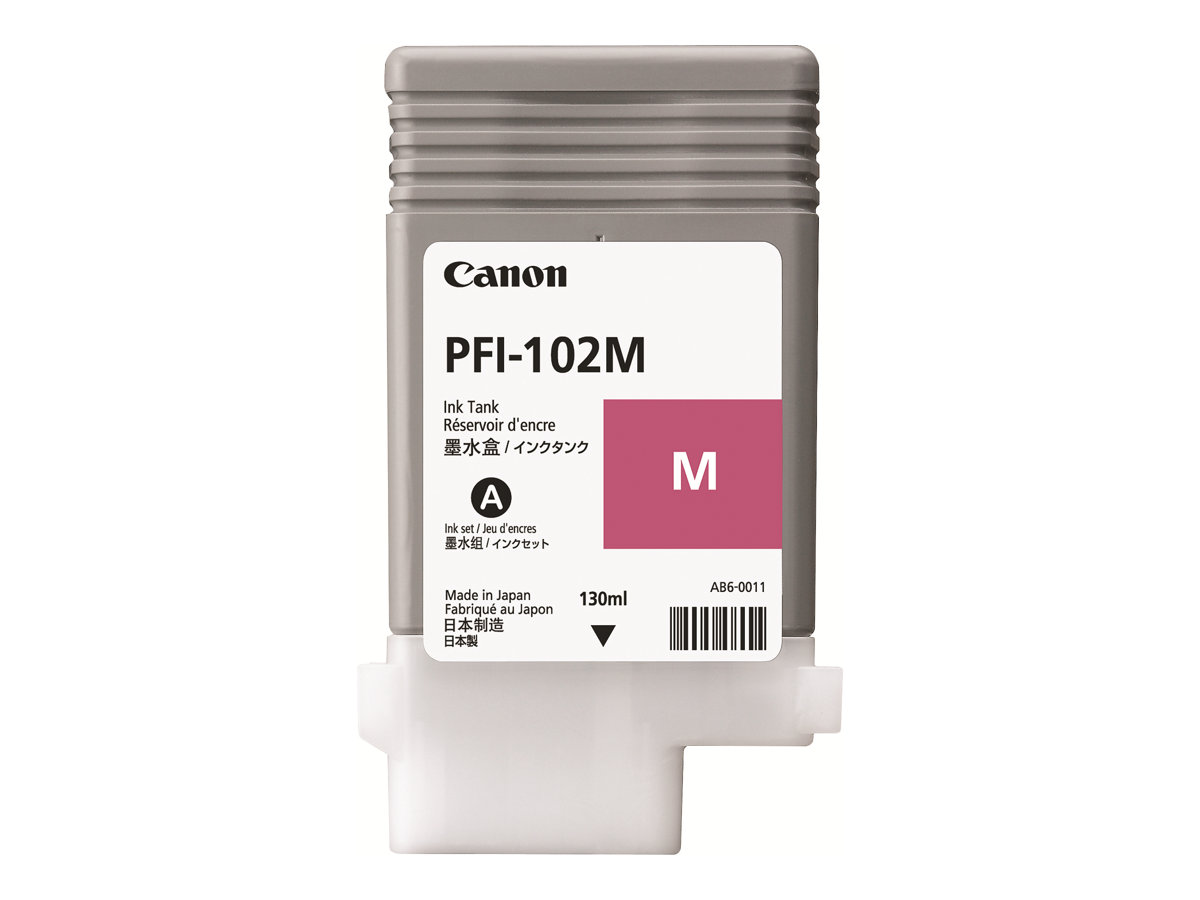 Canon PFI-102 M - 130 ml - Magenta - originalTintenbehälter - für imagePROGRAF iPF500 - iPF510 - IPF600 - iPF605 - iPF610 - iPF700 - iPF710 - iPF720 - LP17 - LP24