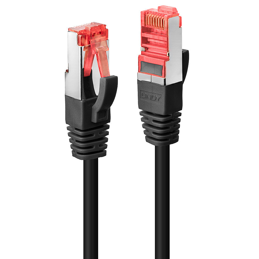 Lindy Patch-Kabel - RJ-45 (M) zu RJ-45 (M)3 m - SFTP - PiMF - CAT 6e - geformt - ohne Haken - Schwarz