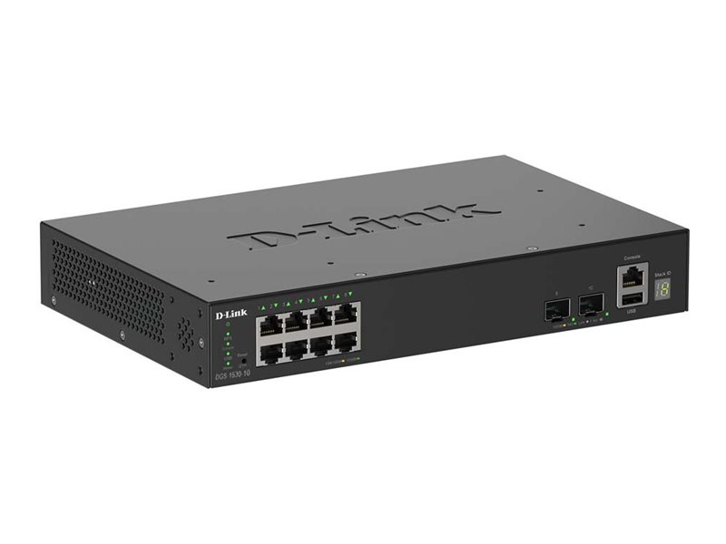 D-Link SmartPro DGS-1530-10 - Switch - Smart8 x 10/100/1000 + 2 x 10 Gigabit SFP+ - Desktop - an Rack montierbar