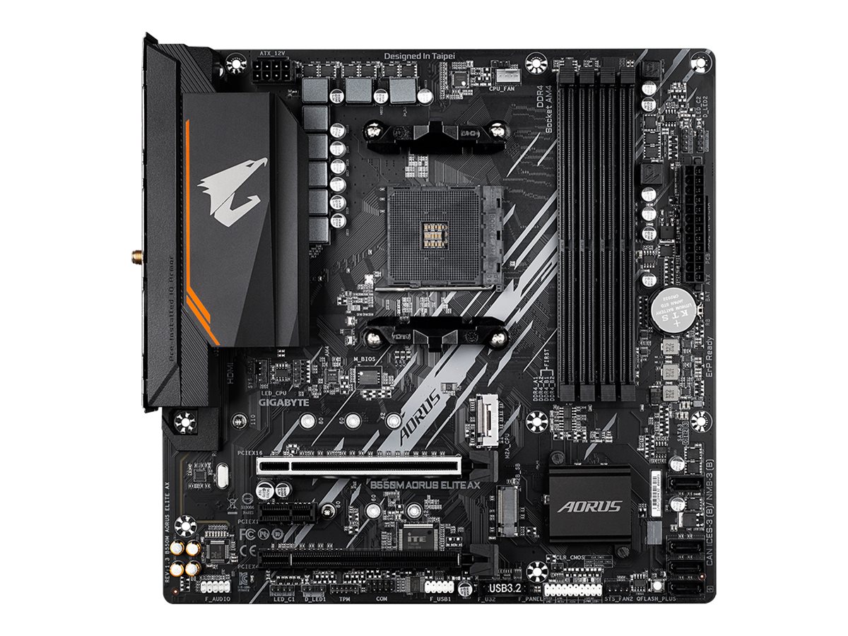 Gigabyte AORUS B550M ELITE AX - 1.3 - Motherboard - micro ATX - Socket AM4 - AMD B550 Chipsatz - USB 3.2 Gen 1 - Gigabit LAN, Wi-Fi 6E, Bluetooth - Onboard-Grafik (CPU erforderlich)HD Audio (8-Kanal)