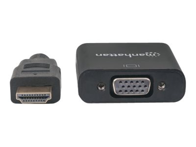 Manhattan HDMI to VGA Converter cable, 1080p, 30cm, Male to Female, Micro-USB Power Input Port for additional power if needed, Black, , Polybag - Videoadapter - HDMI männlich zu HD-15 (VGA)weiblich -