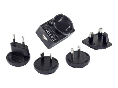 IC Intracom Manhattan Wall/Power Mobile Device Charger USB-A International (Clearance Pricing)USB-A Port - For use in Europe - UK - USA and Australia (interchangeable adaptor) - Phone Charger -  - Bla
