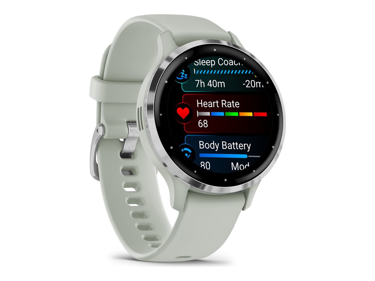 Garmin Venu 3S - 41 mm - Sage Gray - intelligente Uhr mit Band - Silikon - Handgelenkgröße: 110-175 mm - Anzeige 3.04 cm (1.2")8 GB - Bluetooth - Wi-Fi - ANT+ - 40 g