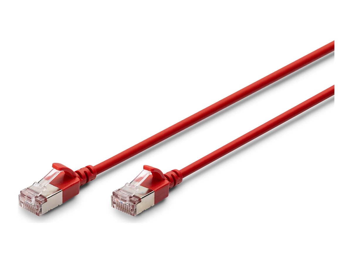 DIGITUS CAT 6A F-FTP Slim Patchkabel,  0,3m, Rot30 cm - 3.8 mm - F/FTP - CAT 6a - IEEE 802.3 - halogenfrei - schmal - Rot