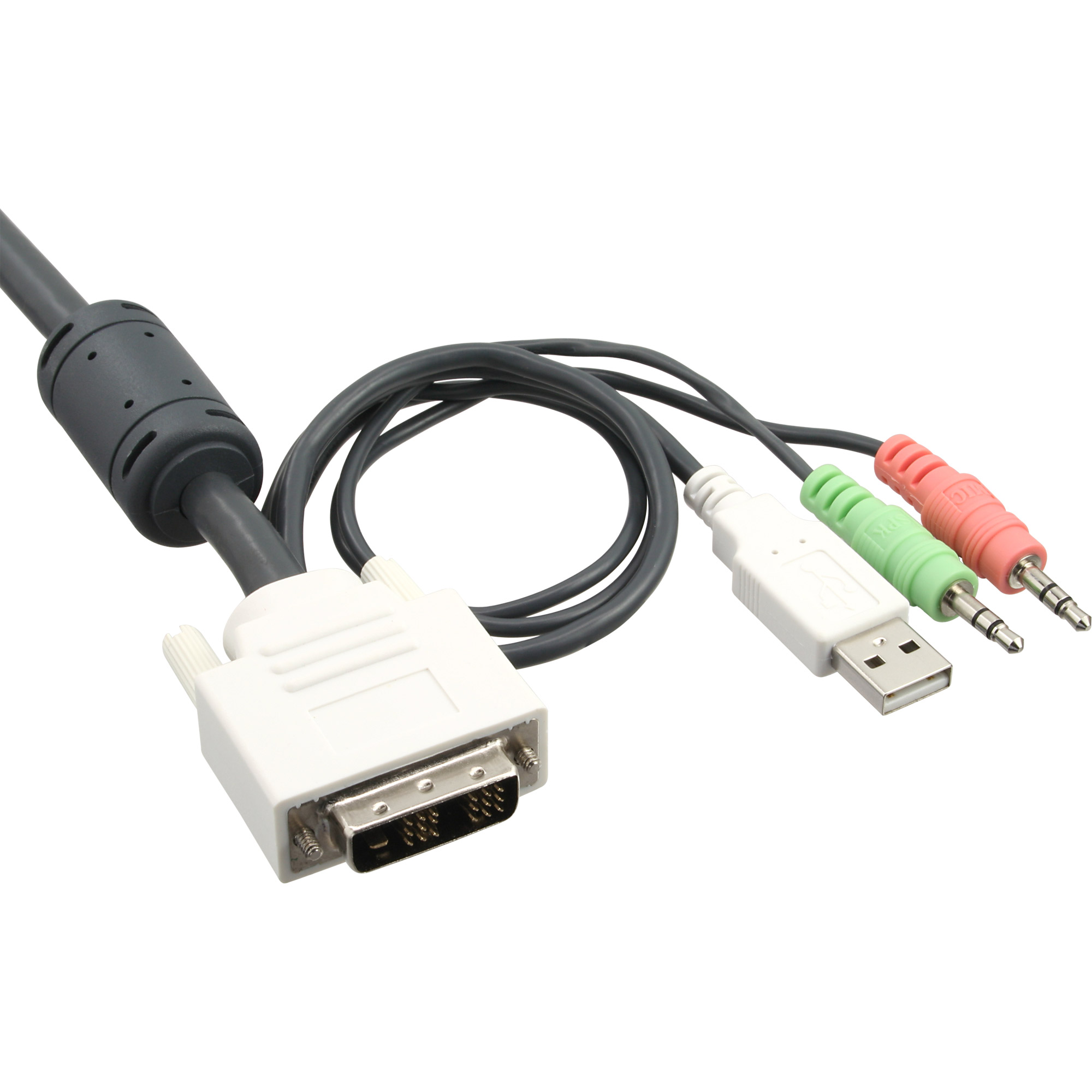 InLine KVM Switch - 2-fach - DVI-D - USB - mit Audio - integr. Kabel1 lokaler Benutzer - Desktop
