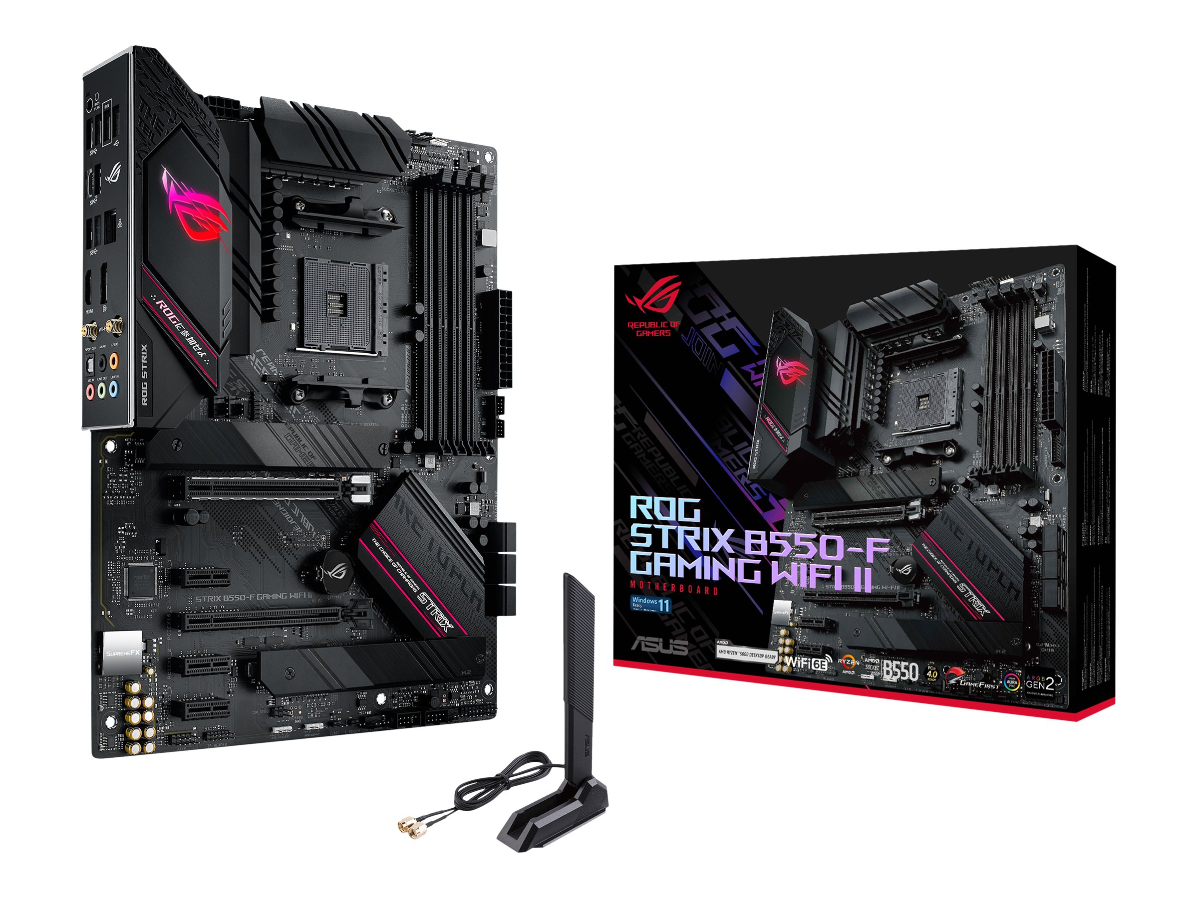 ASUS ROG STRIX B550-F GAMING WIFI II - Motherboard - ATX - Socket AM4 - AMD B550 Chipsatz - USB-C Gen2, USB 3.2 Gen 1, USB 3.2 Gen 2 - 2.5 Gigabit LAN, Wi-Fi 6, Bluetooth - Onboard-Grafik (CPU erforde