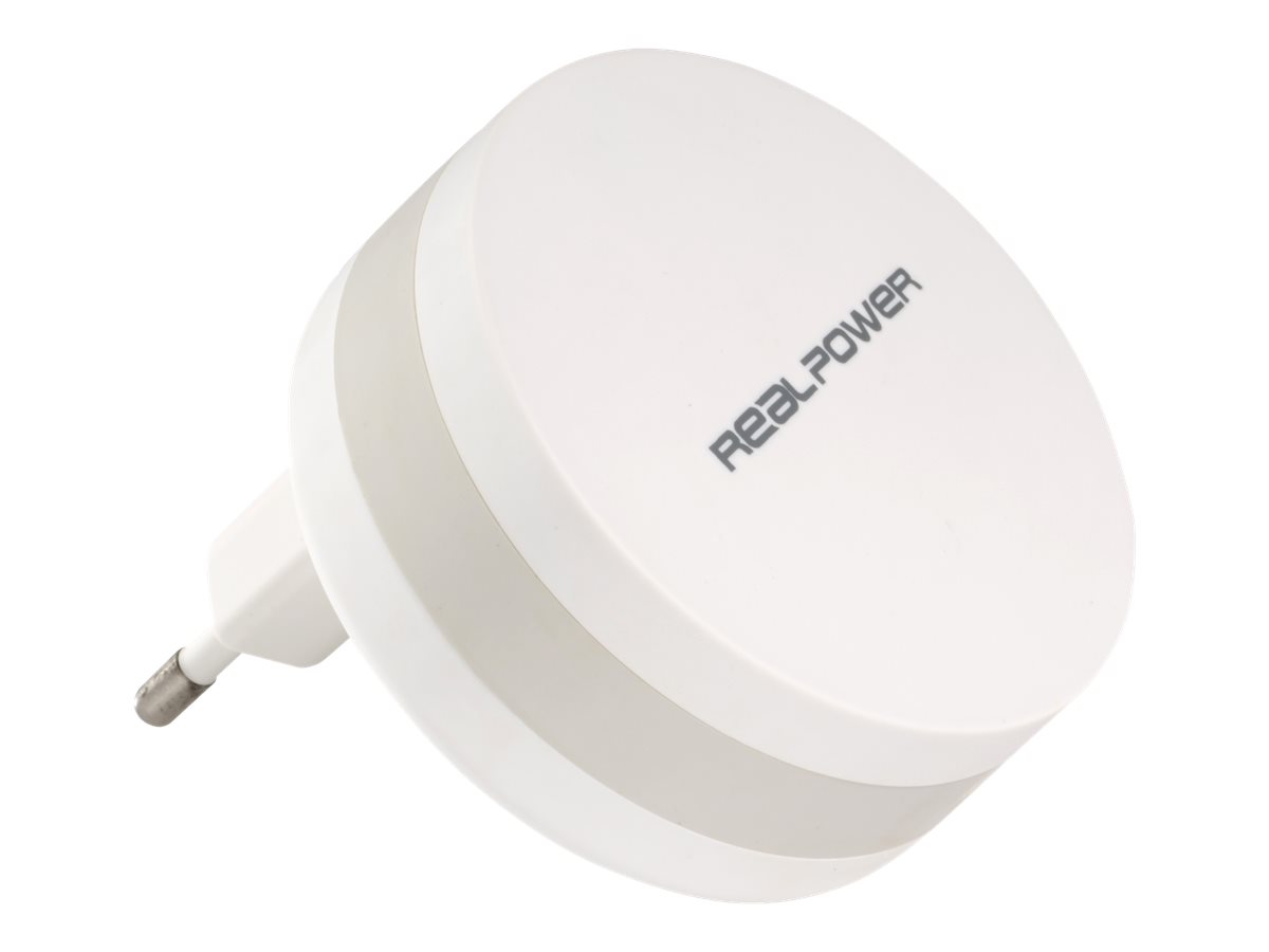 RealPower PBC1800 - Powerbank + AC-Netzteil - 1800 mAh - 1 A (USB)auf Kabel: Micro-USB