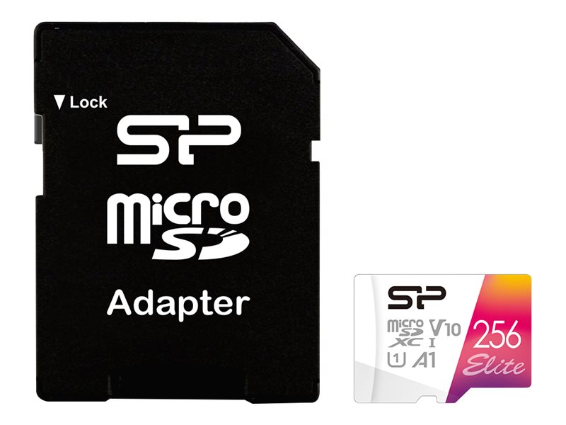 Silicon Power Elite - Flash-Speicherkarte (microSDXC-an-SD-Adapter inbegriffen)256 GB - A1 / Video Class V10 / UHS-I U1 / Class10 - microSDXC UHS-I