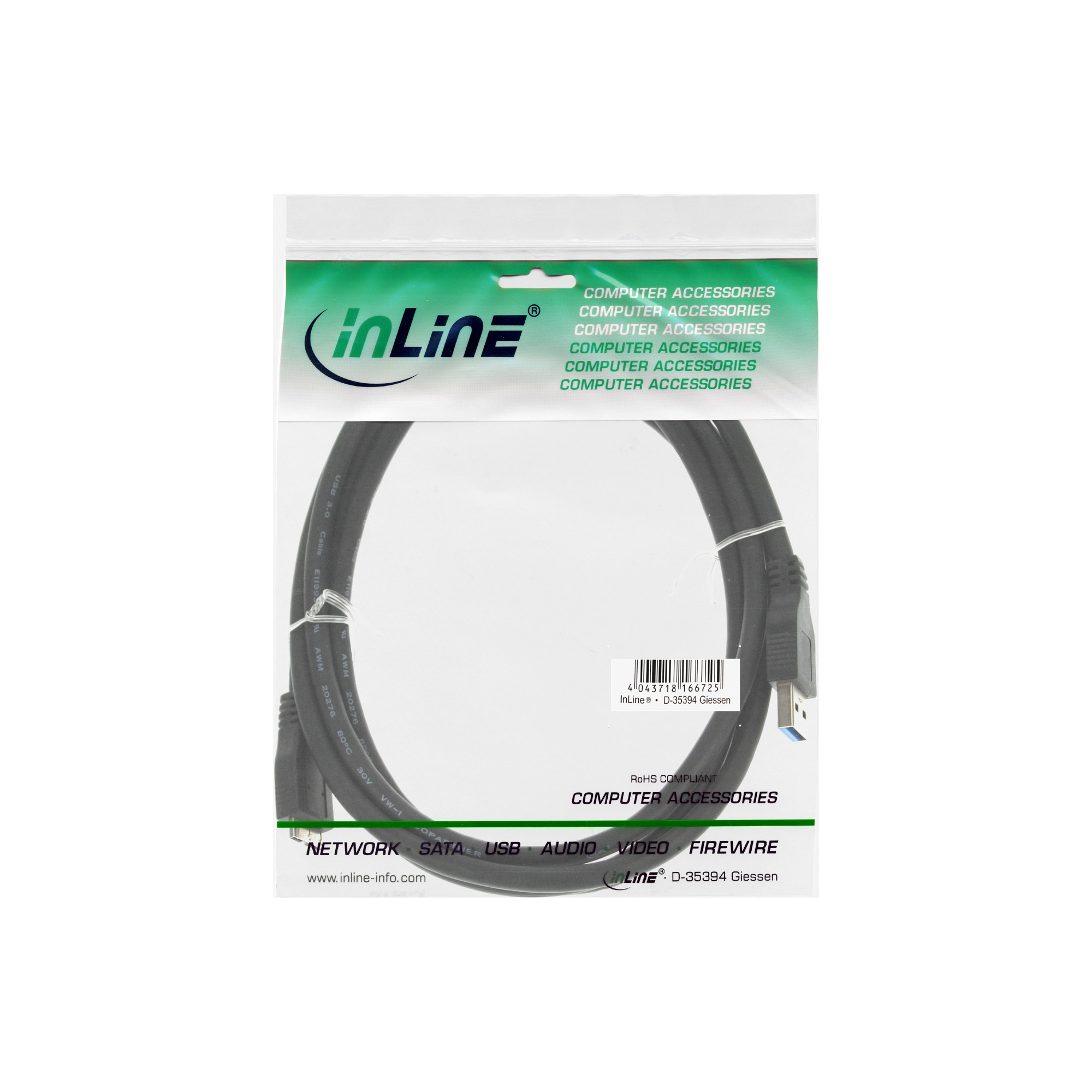InLine USB 3.2 Gen.1 Kabel - A an Micro B - schwarz - 0,5mUSB 3.0 - 50 cm - Schwarz