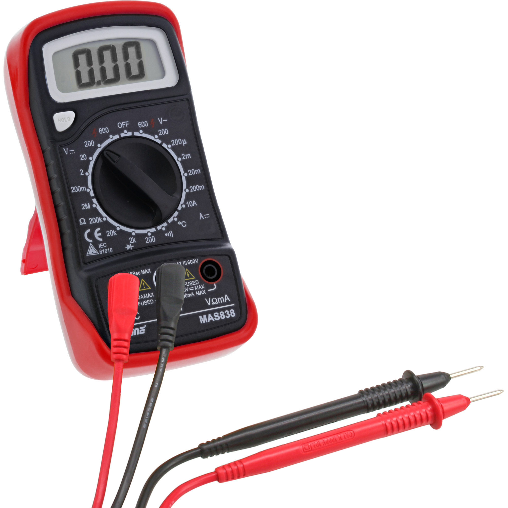 InLine Multimeter - digital - mit Temperaturfühler - rot