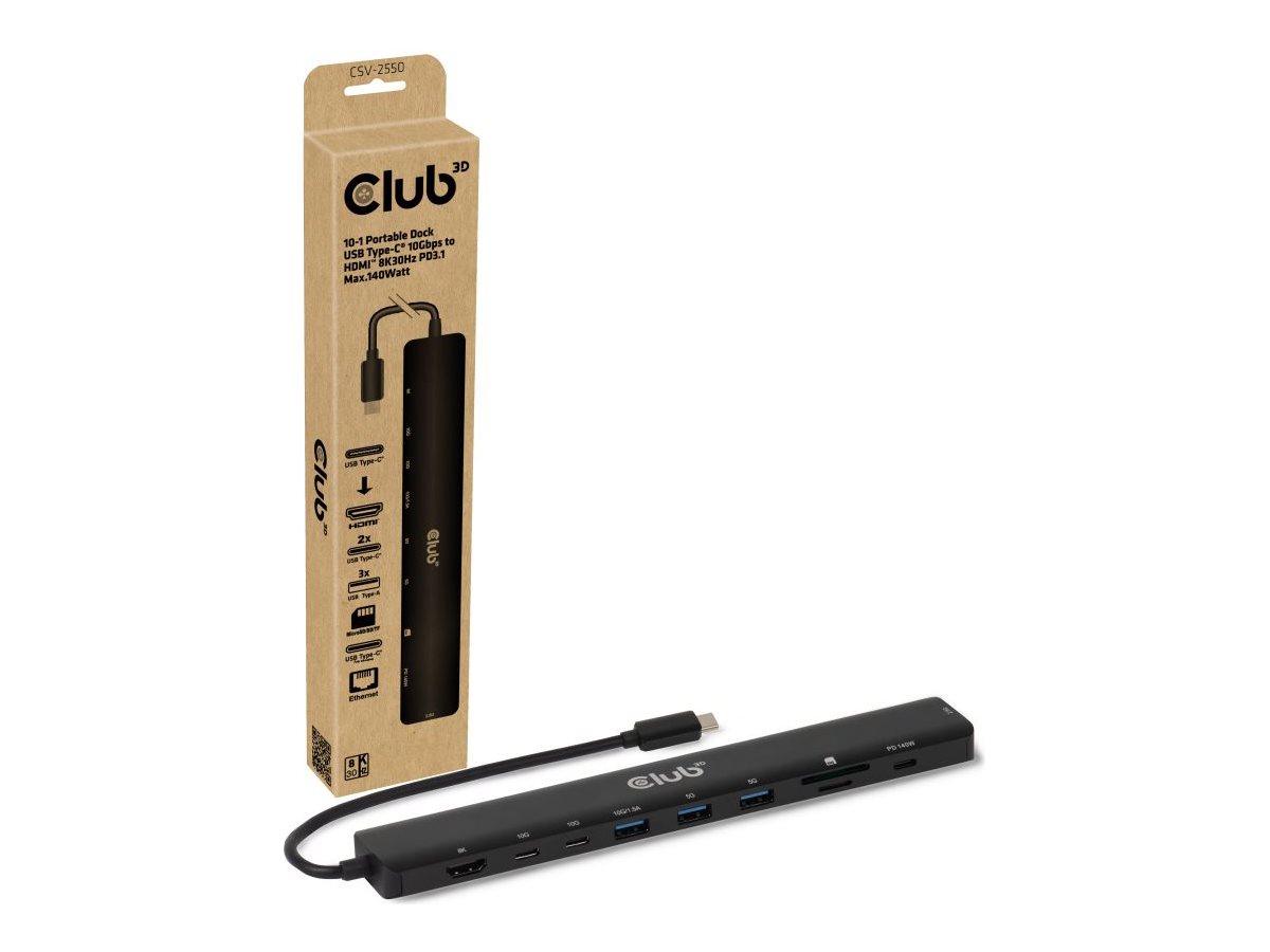 Club 3D 10-in-1 - Dockingstation - für Desktop, Laptop