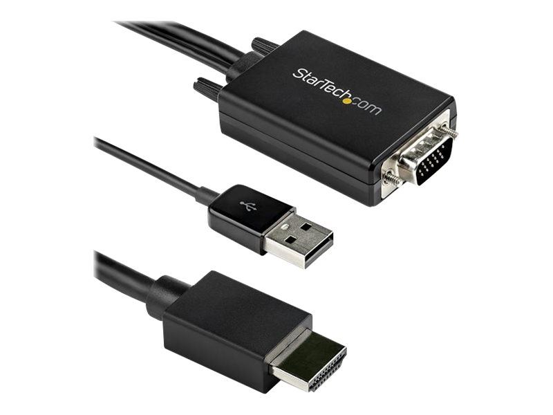 StarTech.com Startech 2m VGA auf HDMI Adapter mit USB-Audio - 1080p - Adapterkabel - USB, HD-15 (VGA)männlich zu HDMI männlich - 2 m - Schwarz - aktiv - 1080p-Unterstützung - USB-Strom + Audio