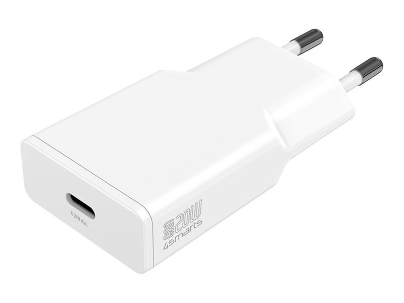 4smarts Netzteil - GaN, schlank - 20 Watt - 3 A - SCP, QC 2.0, QC 3.0, Apple 2.4A, AFC, Power Delivery 3.0 + PPS, HiSilicon Fast Charging (USB-C) weiß