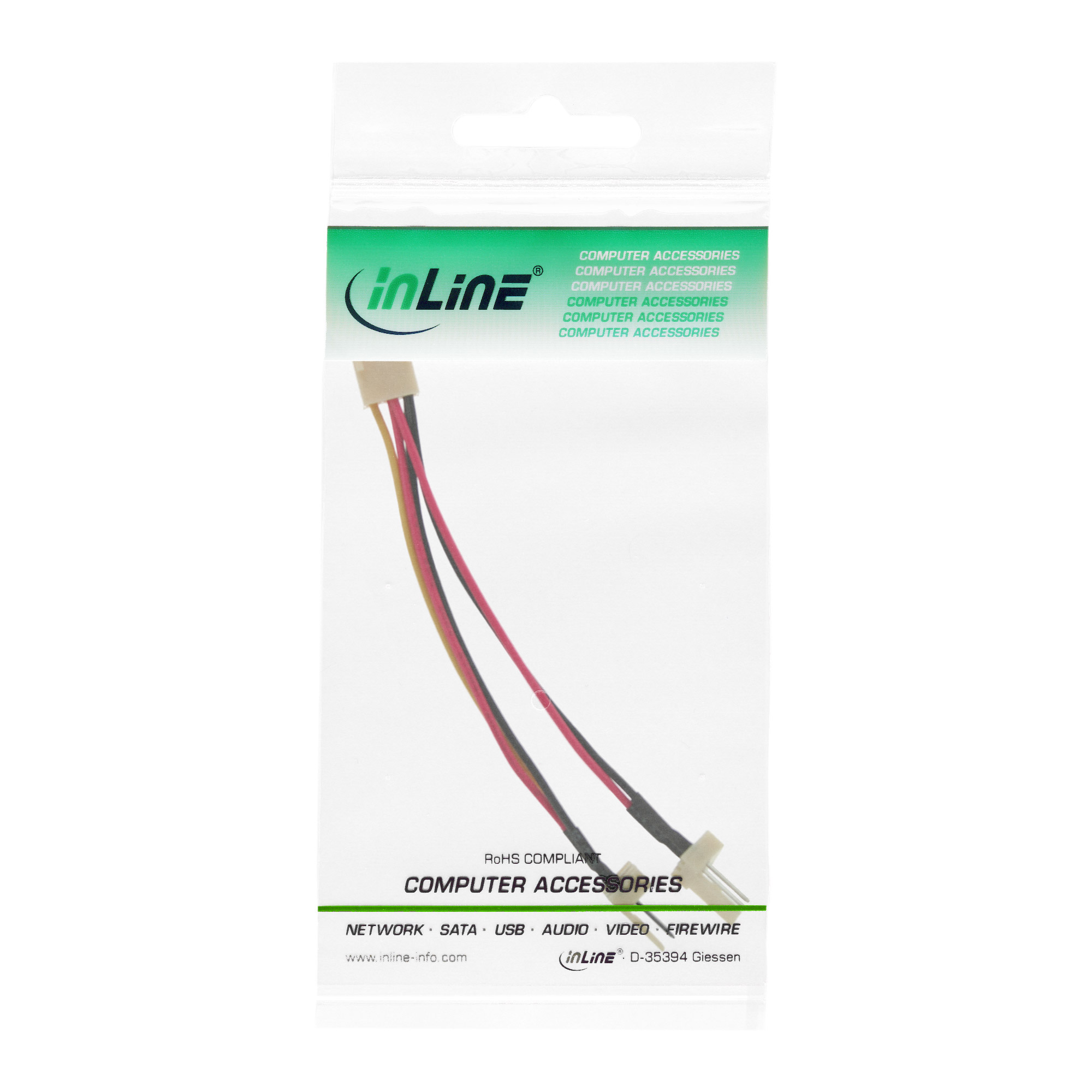 InLine Lüfter Adapterkabel - 3pol Molex BU an 2x 3pol Molex STzu 3 PIN Internal Power (M) - 10 cm