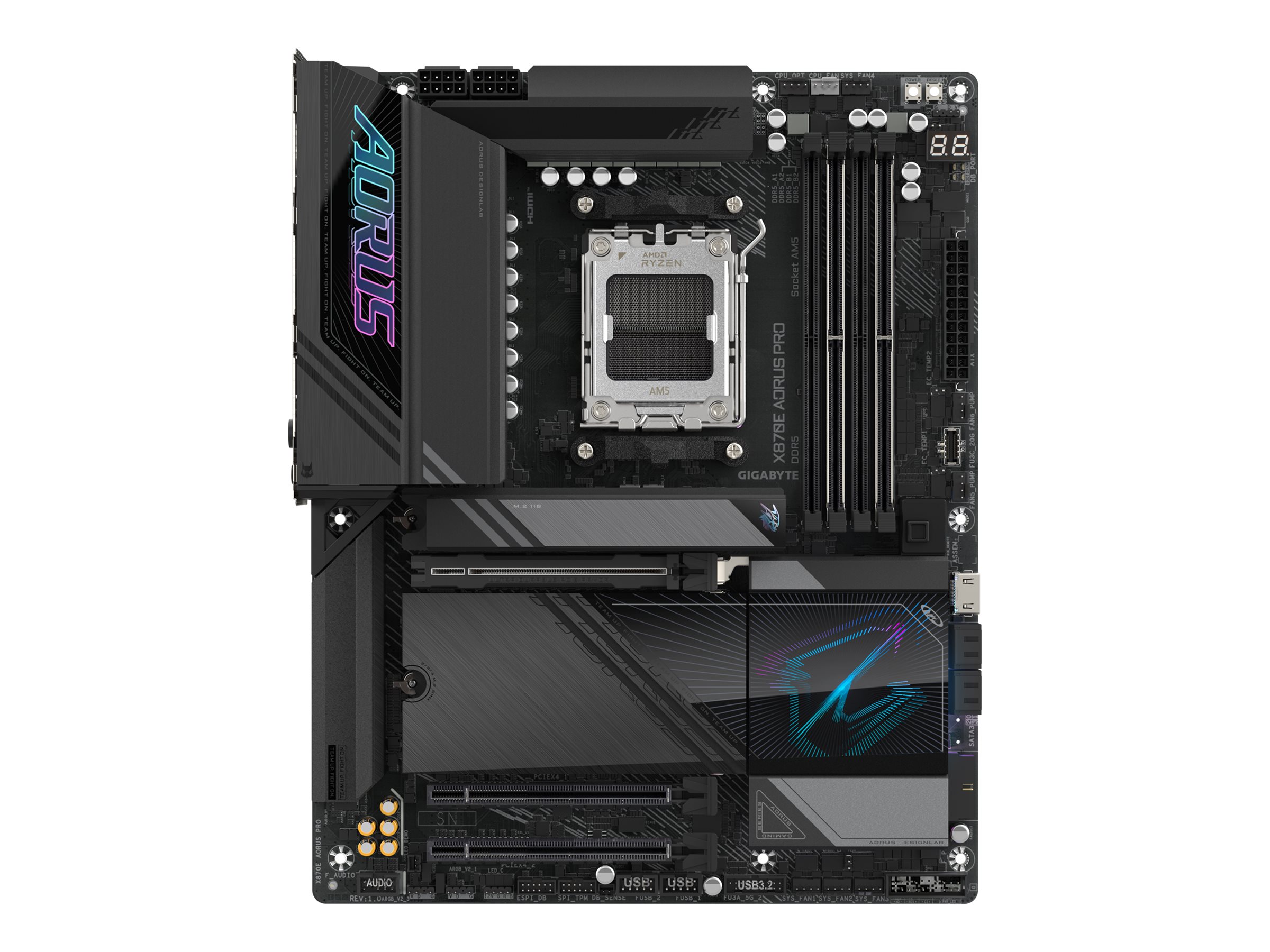 Gigabyte AORUS X870E PRO - Motherboard - ATX - Socket AM5 - AMD X870E Chipsatz - USB-C 3.2 Gen 2x2, USB4, USB 3.2 Gen 1, USB 3.2 Gen 2 - 2.5 Gigabit LAN, Bluetooth, Wi-Fi 7 - Onboard-Grafik (CPU erfor