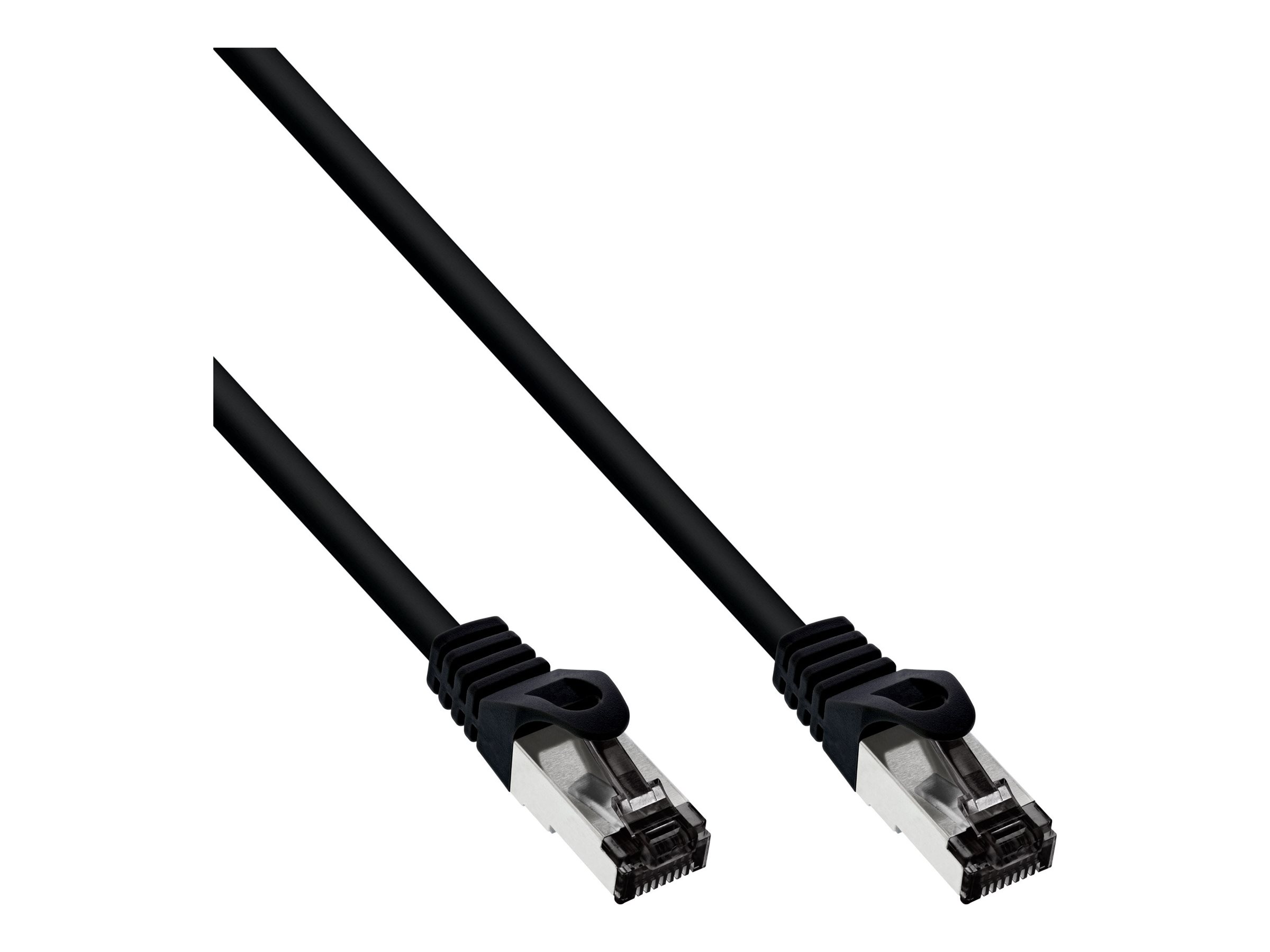 InLine Patchkabel - S/FTP (PiMf) - Cat.8.1 - 2000MHz - halogenfrei - schwarz - 0,3m30 cm - SFTP - PiMF - CAT 8.1 - IEEE 802.3af/IEEE 802.3at - halogenfrei - geformt - rund - ohne Haken - hauchvergolde