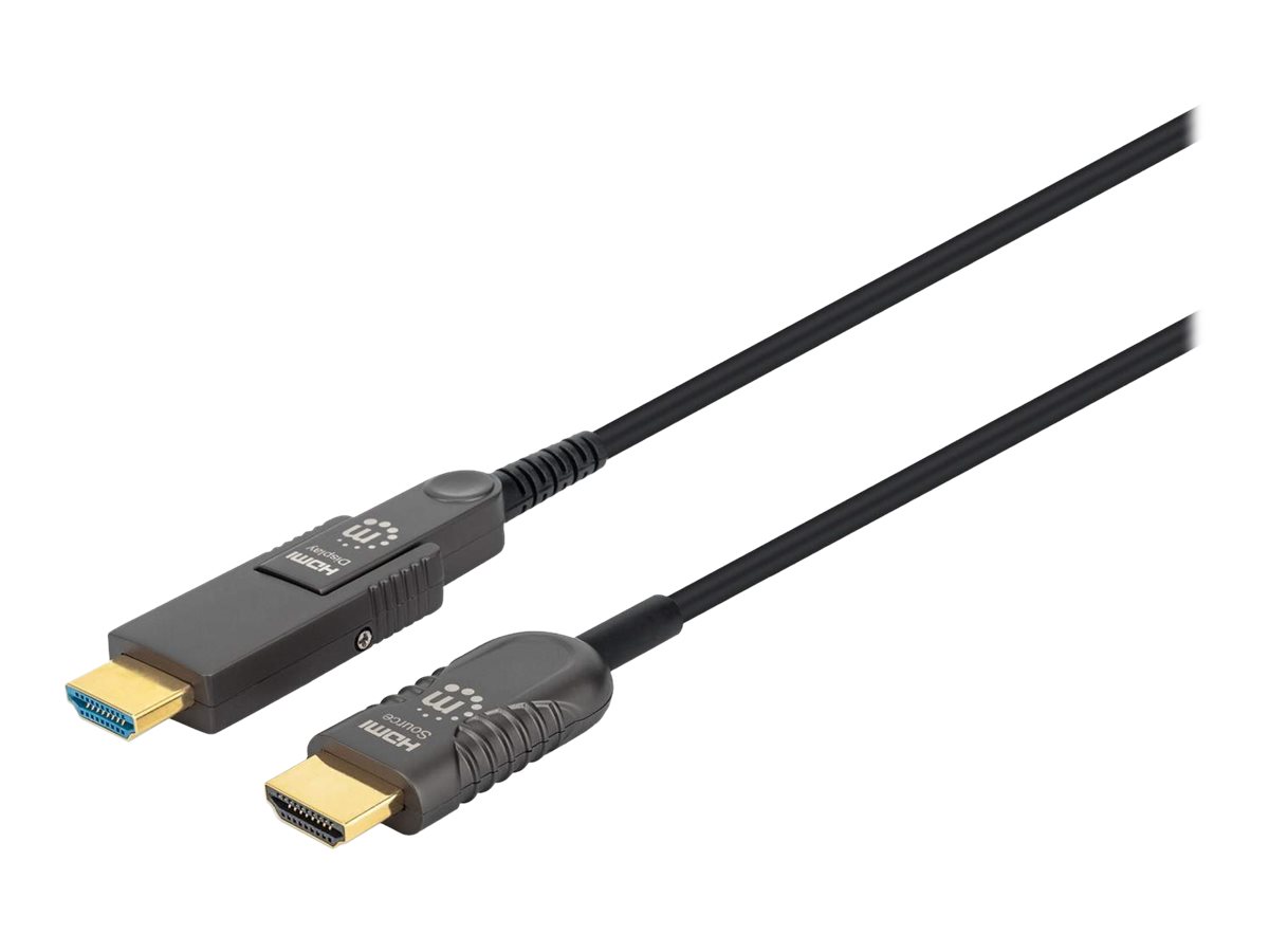 Manhattan HDMI to Micro HDMI Plenum-Rated Cable, 4K@60Hz (Premium High Speed)30m - Active - Detachable HDMI Male (Type A) - Male to Male - Black - Gold Plated Contacts -  - Polybag - Highspeed - Kit H