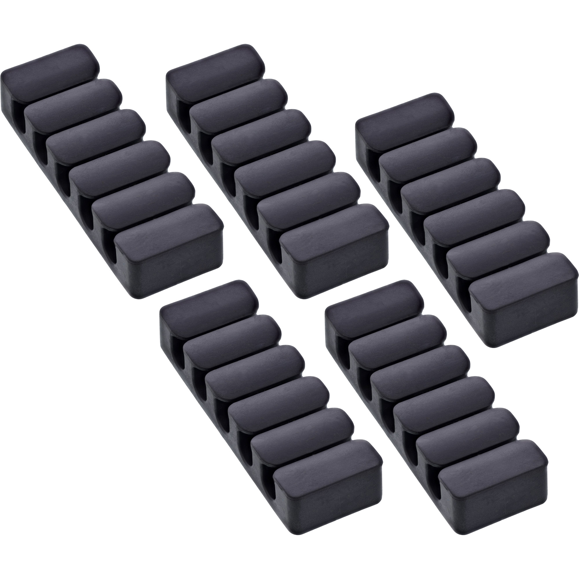 InLine 5er Pack Kabelclip - 5-fach - selbstklebend - schwarz5er Pack InLine Kabelclip - 5-fach - selbstklebend - schwarz