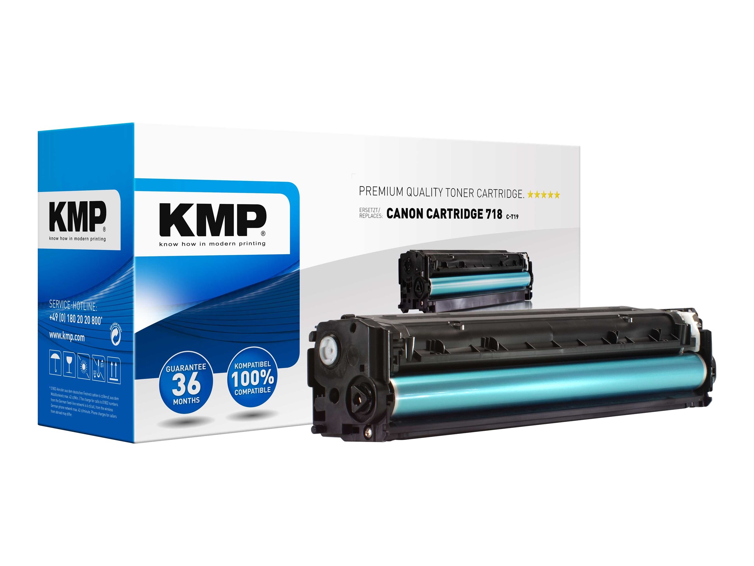 KMP C-T19 - Schwarz - kompatibel - Tonerpatrone (Alternative zu: Canon 718BK)Tonerkartusche für Canon I-Sensys LBP-7200C - schwarz