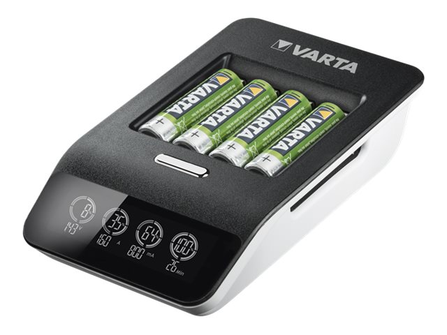 Varta LCD ULTRA FAST CHARGER+ - 0,25 Std. Batterieladegerät - (für 4xAA/AAA)+ AC-Netzteil + Kfz-Netzteil 4 x AA-Typ - NiMH - 2100 mAh