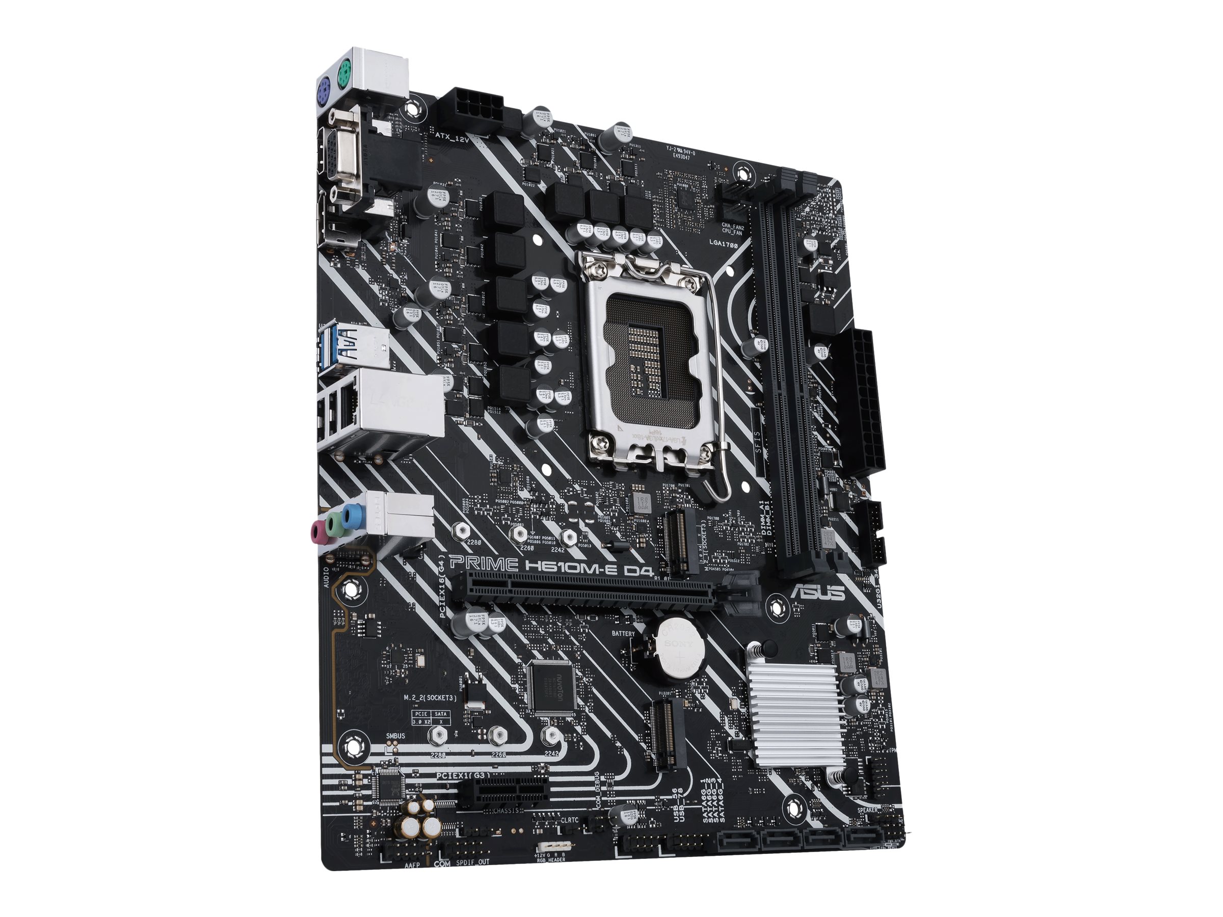 ASUS PRIME H610M-E D4-CSM - Motherboard - micro ATX - LGA1700 Sockel - H610 Chipsatz - USB 3.2 Gen 2, USB 3.2 Gen 1 - Gigabit LAN - Onboard-Grafik (CPU erforderlich)HD Audio (8-Kanal)