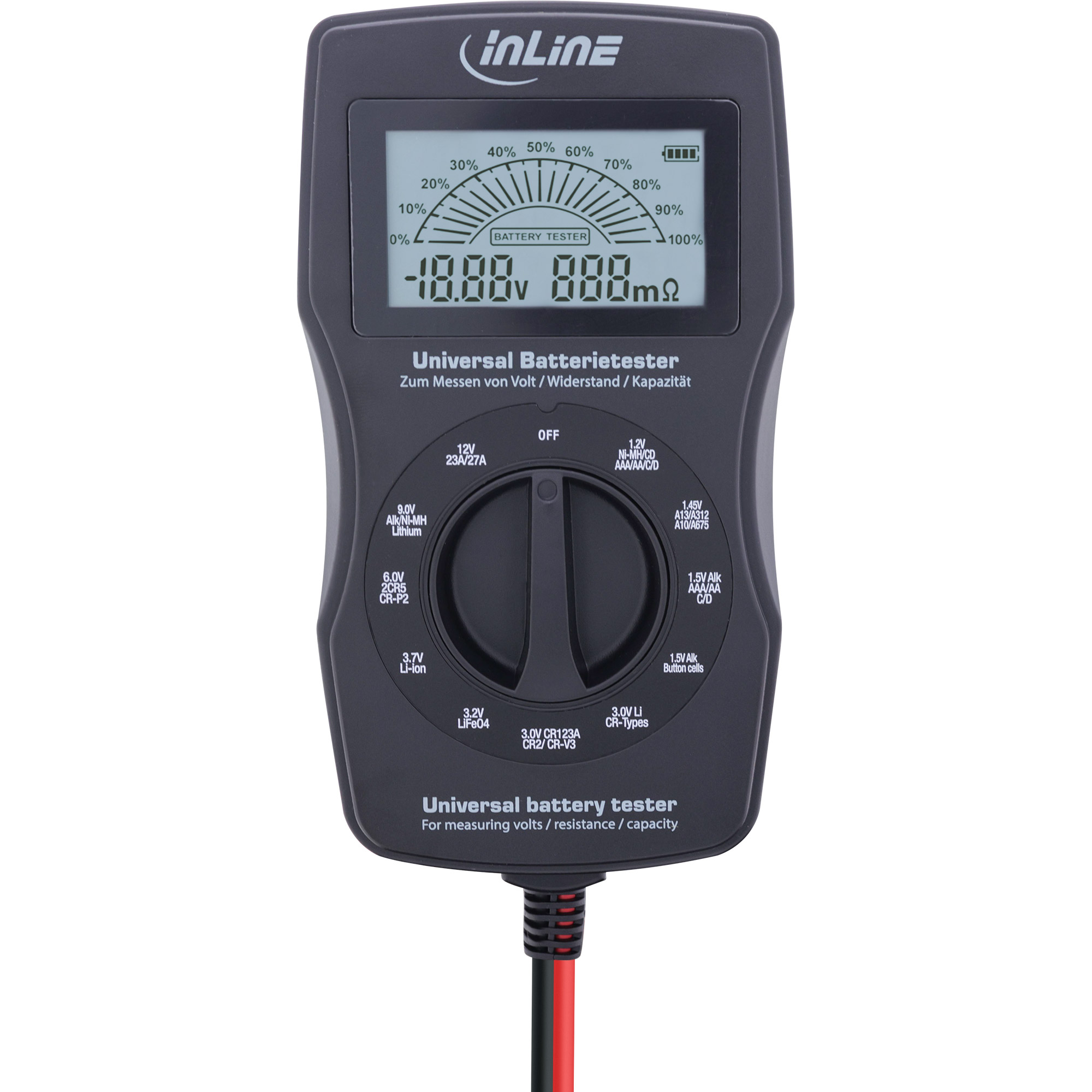 InLine Multifunktions-Batterietester - Messgerät mit LCD-Anzeige- with LCD display