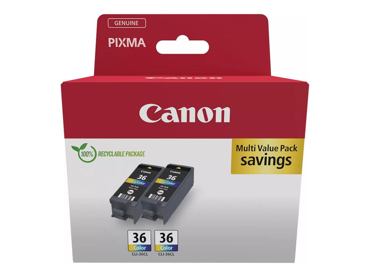 Canon CLI-36 Color Twin Pack - 2er-Pack - 12 ml - Farbe (Cyan, Magenta, Gelb)original - Tintenbehälter - für PIXMA iP100 with battery - iP110 - TR150 - TR150 with Battery Pack; RC-IP100