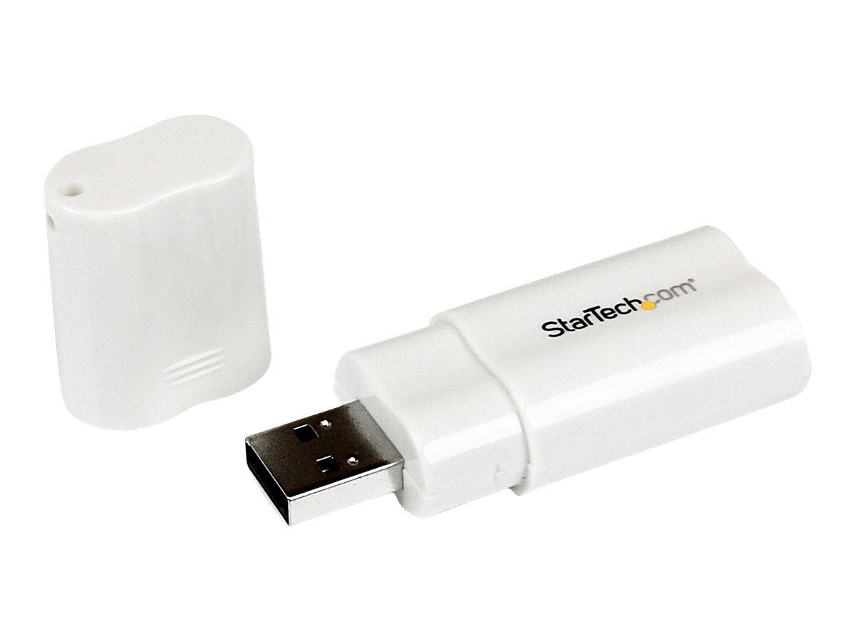 StarTech.com USB Audio Adapter - USB auf Soundkarte in weiß - Soundcard mit USB (Stecker)und 2x 3,5mm Klinke extern - Soundkarte - Stereo - USB 2.0 - für P/N: MU15MMS - MU6MMS