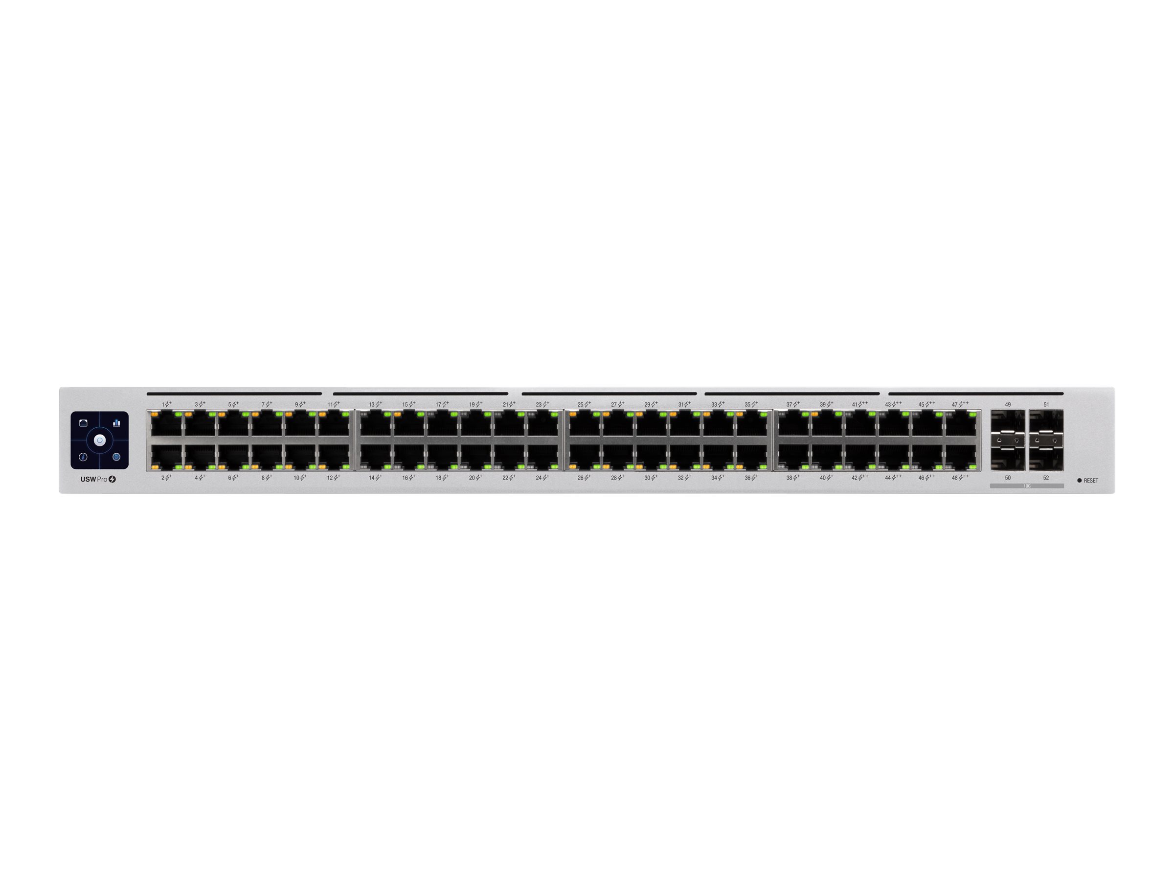 Ubiquiti UniFi Switch USW-PRO-48-POE - Switch - managed - 48 x 10/100/1000 (40 PoE+, 8 PoE++)+ 4 x 10Gb Ethernet SFP+ - an Rack montierbar - PoE++ (600 W)