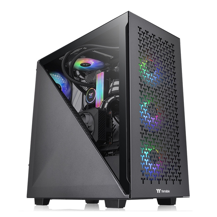 Thermaltake Divider 300 TG Air - Mid tower - ATX - Seitenteil mit Fenster (gehärtetes Glas)keine Spannungsversorgung (PS/2) - Schwarz - USB/Audio