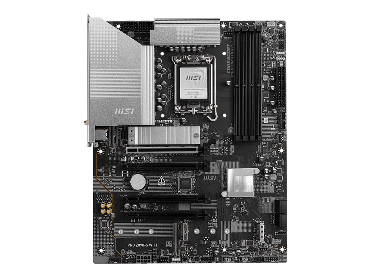 MSI PRO Z890-S WIFI - Motherboard - ATX - LGA1851 Sockel - Z890 Chipsatz - USB-C 3.2 Gen 2x2, USB 3.2 Gen 1 - 2.5 Gigabit LAN, Wi-Fi 7, Bluetooth - Onboard-Grafik (CPU erforderlich)HD Audio (8-Kanal)