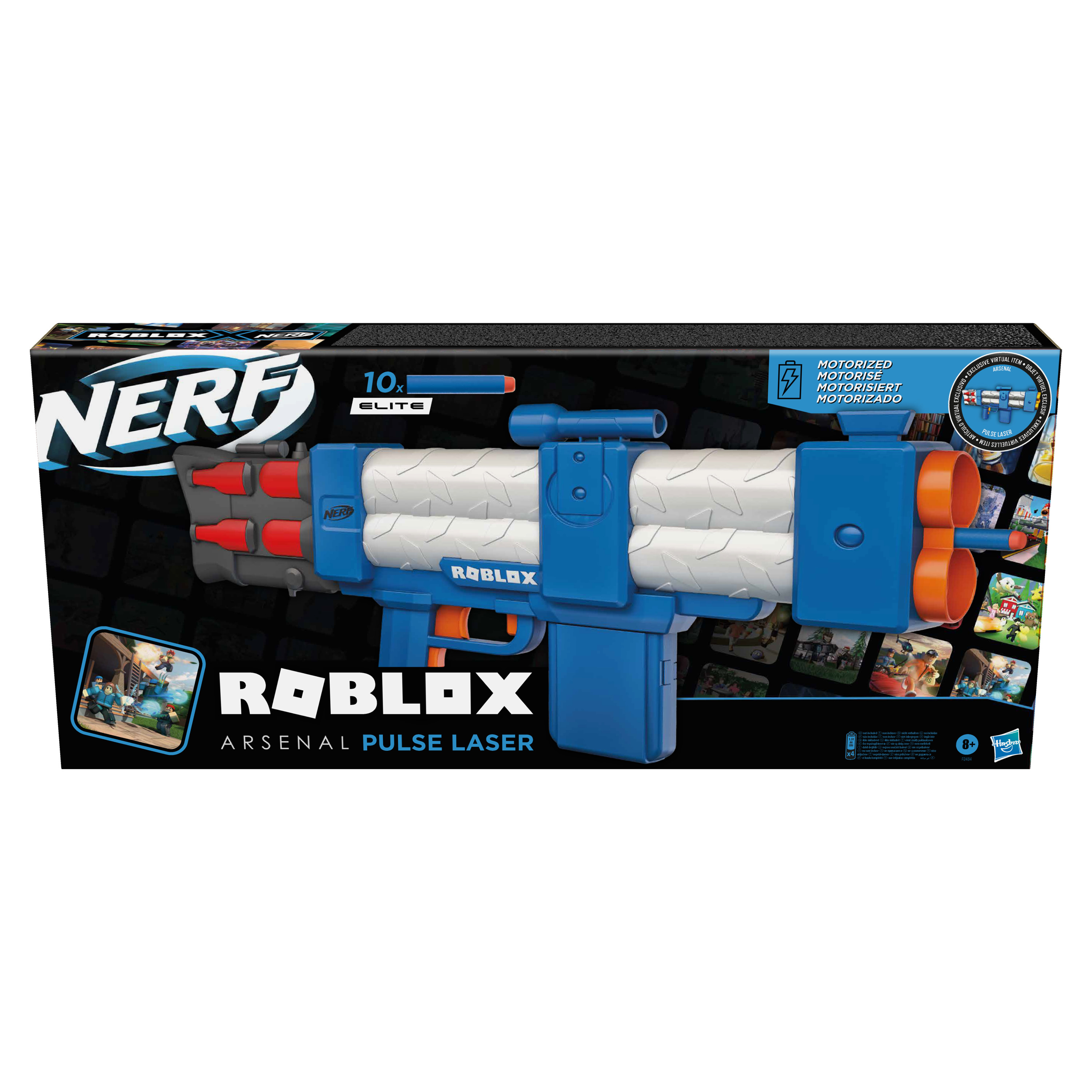 Hasbro Nerf Roblox F2484EU4, Spielzeug-Zerstörer, 8 Jahr(e), 99 Jahr(e), 1,2 kg Arsenal: Pulse Laser Motorized Dart Blaster - 10 Nerf Darts - Clip - Code to Unlock In-Game Virtual Item