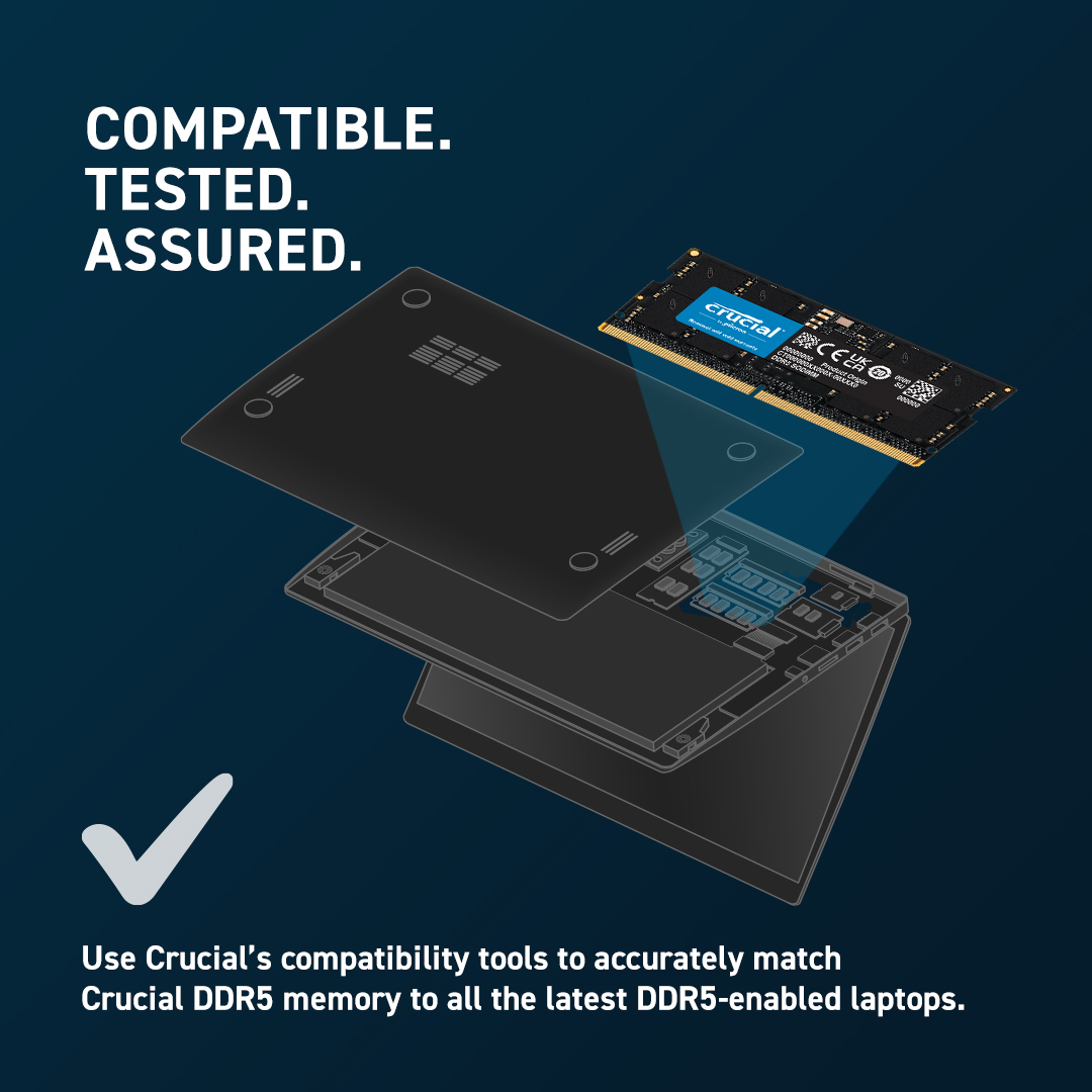 Crucial DDR5 - Modul - 16 GB - SO-DIMM 262-Pin5600 MT/s / PC5-44800 - CL46 - 1.1 V - non-ECC