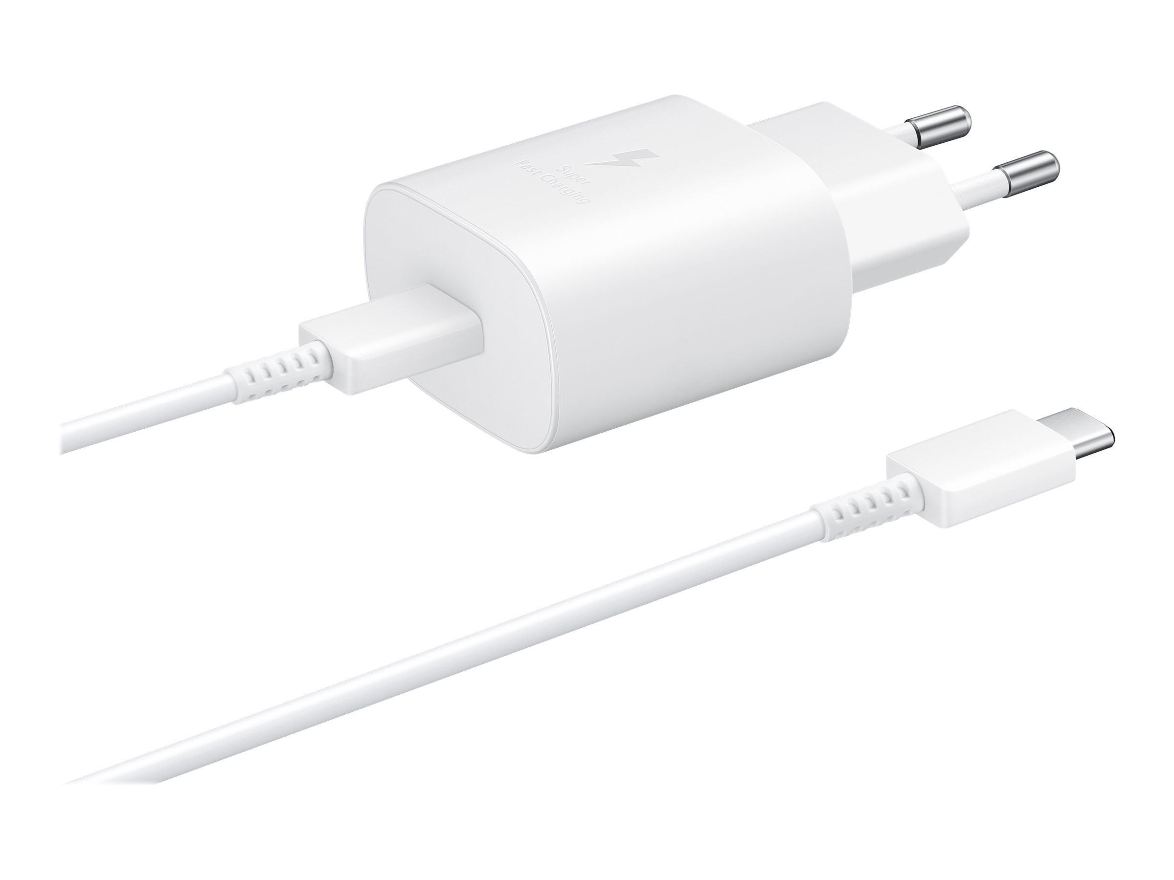 Samsung Fast Charging Wall Charger EP-TA800 - Netzteil - 25 Watt - 3 A - Ultra Fast Charge (USB-C)auf Kabel: USB-C - weiß - für Galaxy A20 - A50 - A70 - A8s - M30 - M40 - Note10 - S20 - S20 5G - S20+