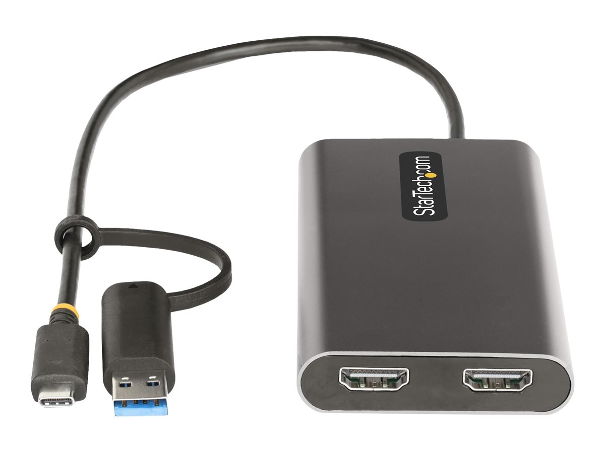 StarTech.com Startech USB-C Dual HDMI Adapter - USB-C/USBauf 2x 4K HDMI - 100W PD - Videoadapter - TAA-konform - USB Typ A - USB-C männlich zu 2 x 19 pin HDMI Type A - USB-C weiblich - 30 cm - Grau -