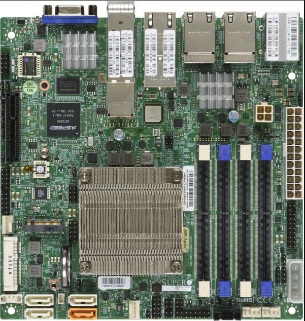 Supermicro MBD-A2SDI-16C-TP8F, Intel, BGA 1310, Intel Atom®, C3958, DDR4-SDRAM, 64 GBMini-ITX - 64 GB - DDR4 - DIMM - SATA 6 GB/s - Grafik - USB 3.0 - USB 3.0 - VGA - PCI