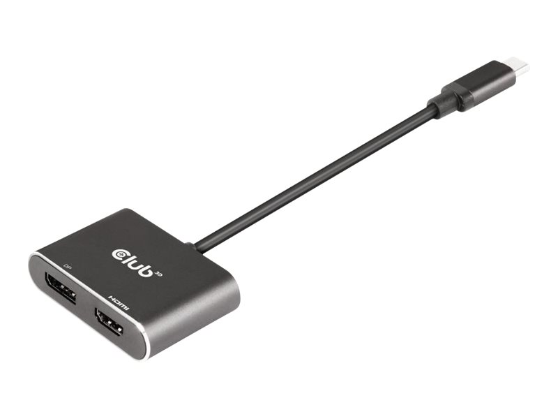 Club 3D MST Hub USB3.2 Gen2 Typ-C(DP Alt-Mode) auf DisplayPort + HDMI 4K60Hz St./B.USB 3.2 Gen 2 / DisplayPort 1.4 - 20 cm - unterstützt 4K 60 Hz (3840 x 2160)